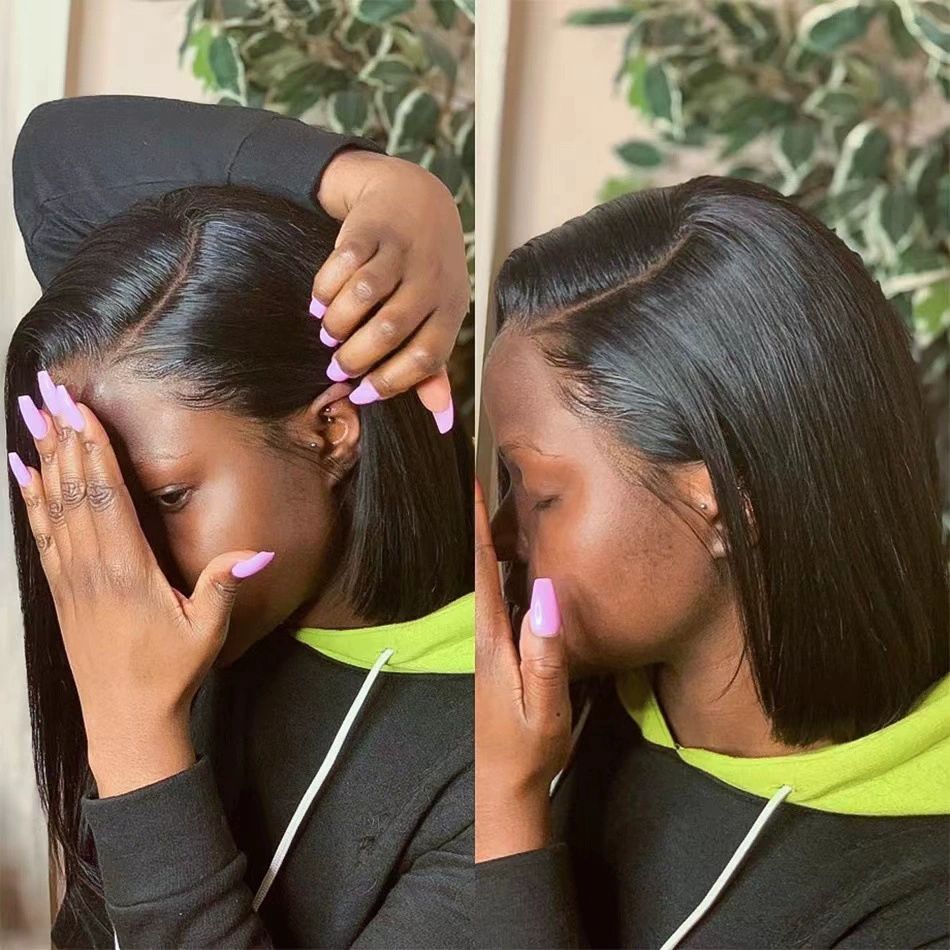 9x6 HD Lace Glueless Wigs Hair Pre Made Bob Wig Women Glueless Wigs  Hair 200% Density Short Straight Bob Wigs for Black Women 14 inch