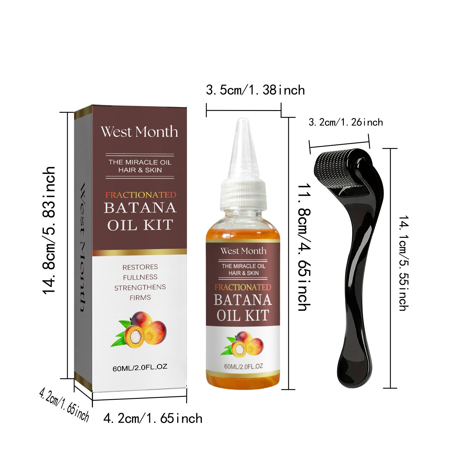 Batana Hair Oil & Scalp Roller Kit，Hair Growth Serum For Women&Men -Strengthen Hair, Boost Shine & Growth |Revitalizing Essential Oil Treatment For Dry, Frizzy Hair 2oz