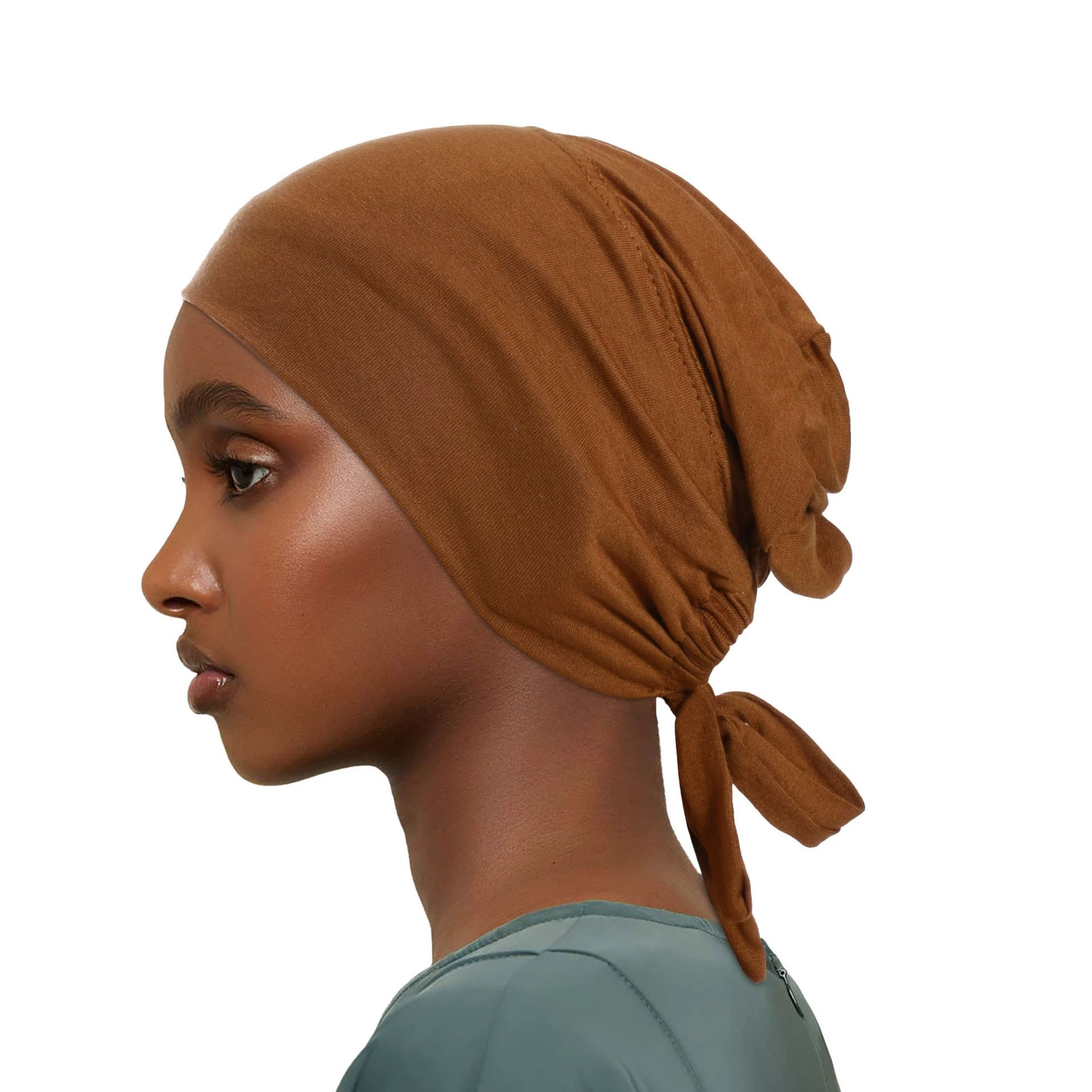 Women Hijab Undercap, Under Hijab Cap Inner Under Scarf Hat Turban with Tie Back Closure，Chemo Caps Lightweight for Summer with Head Scarf