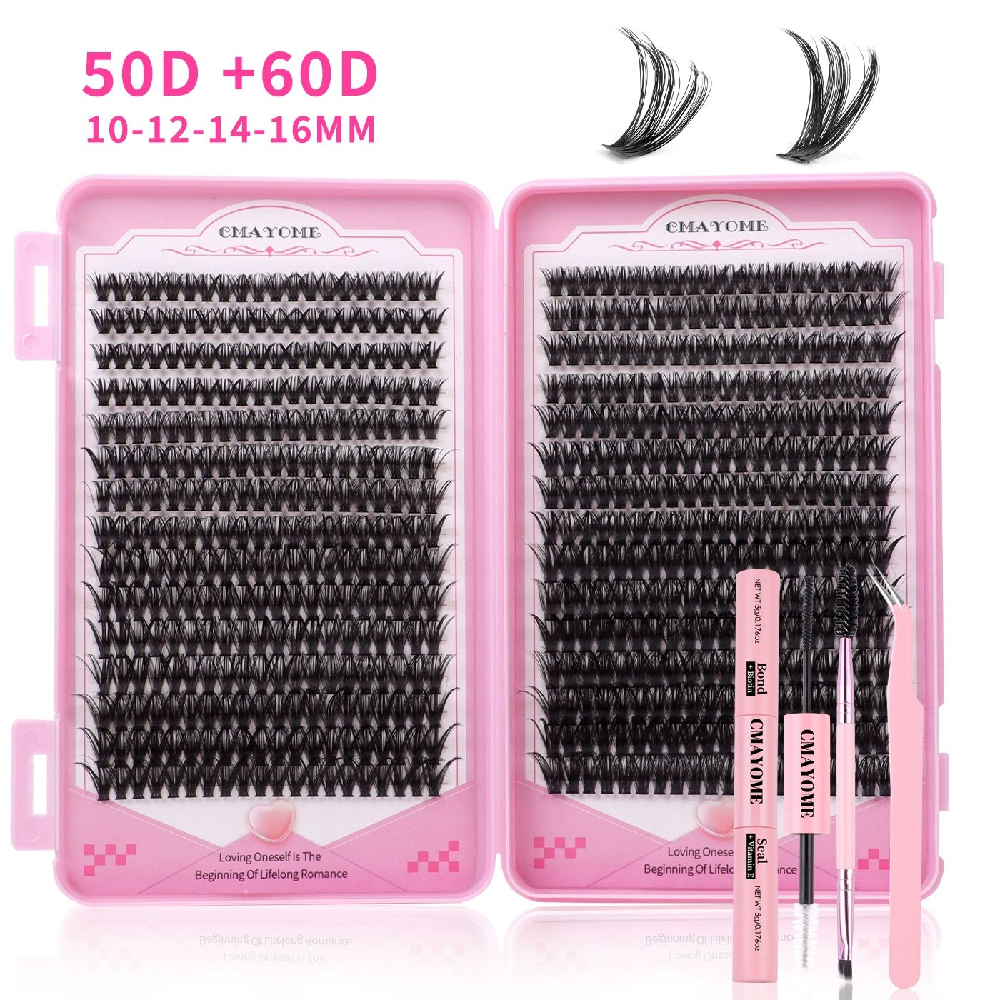 Lash Extension Kit Lash Clusters Kit 640Pcs Volume Eyelash Clusters C Curl Lashes Clusters DIY Cluster Eyelash Extensions With Lash Bond and Seal Lash Tweezers