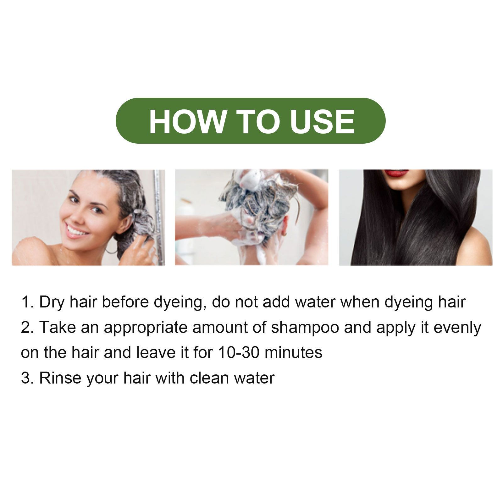 Black Dye,  Pure Plant Extract For Grey Hair Color Bubble Dye, Plant Bubble Hair Dye Shampoo (Black)