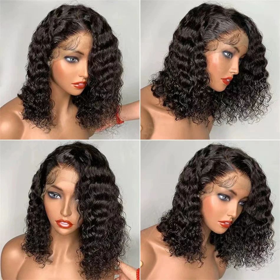Curly 13x4 Real  Lace Frontal Wig, Ultra-thin Invisible Swiss Lace  Hairline Women Wig  Synthetic Human Hair 180 Density, Natural Color 22 Inch Soft Hair 18 Inch