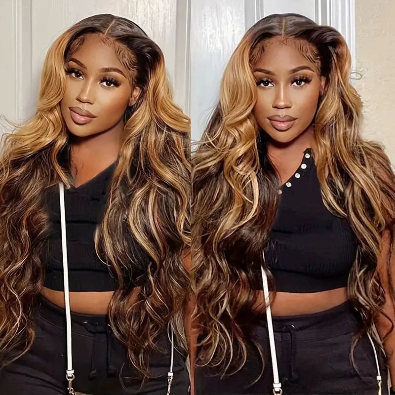 True 4/27 Body Wave Honey Blonde Highlight Ombre Colored 3 Human Hair Bundles 16 18 20 Inch 12A 100% Brazilian Virgin Remy Human Hair Soft Thick Wavy Sew In Weave Highlight Piano Color