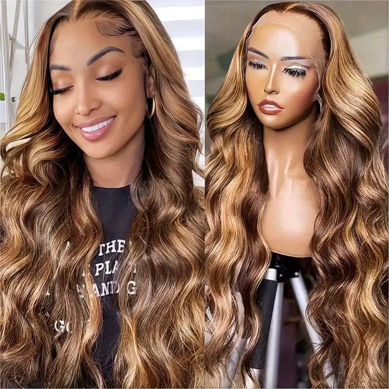 True 4/27 Body Wave Honey Blonde Highlight Ombre Colored 3 Human Hair Bundles 16 18 20 Inch 12A 100% Brazilian Virgin Remy Human Hair Soft Thick Wavy Sew In Weave Highlight Piano Color