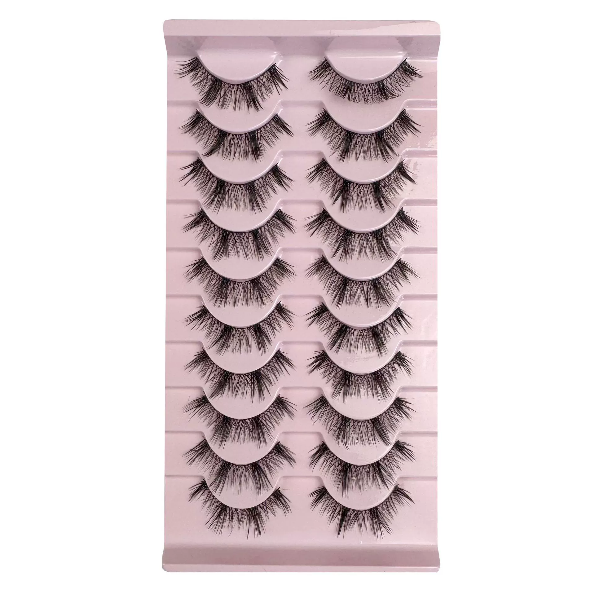 False Eyelashes Natural Look Eye Lashes Short Wispy False Eyelashes 10mm 3D Brown Fake Lashes Pack 10 Pairs Strip Volume