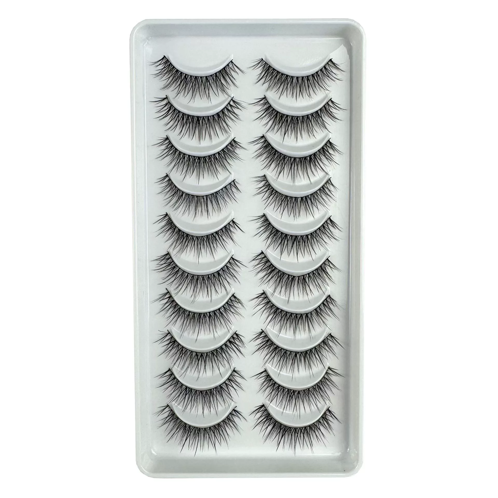 False Eyelashes Natural Look Eye Lashes Short Wispy False Eyelashes 10mm 3D Brown Fake Lashes Pack 10 Pairs Strip Volume