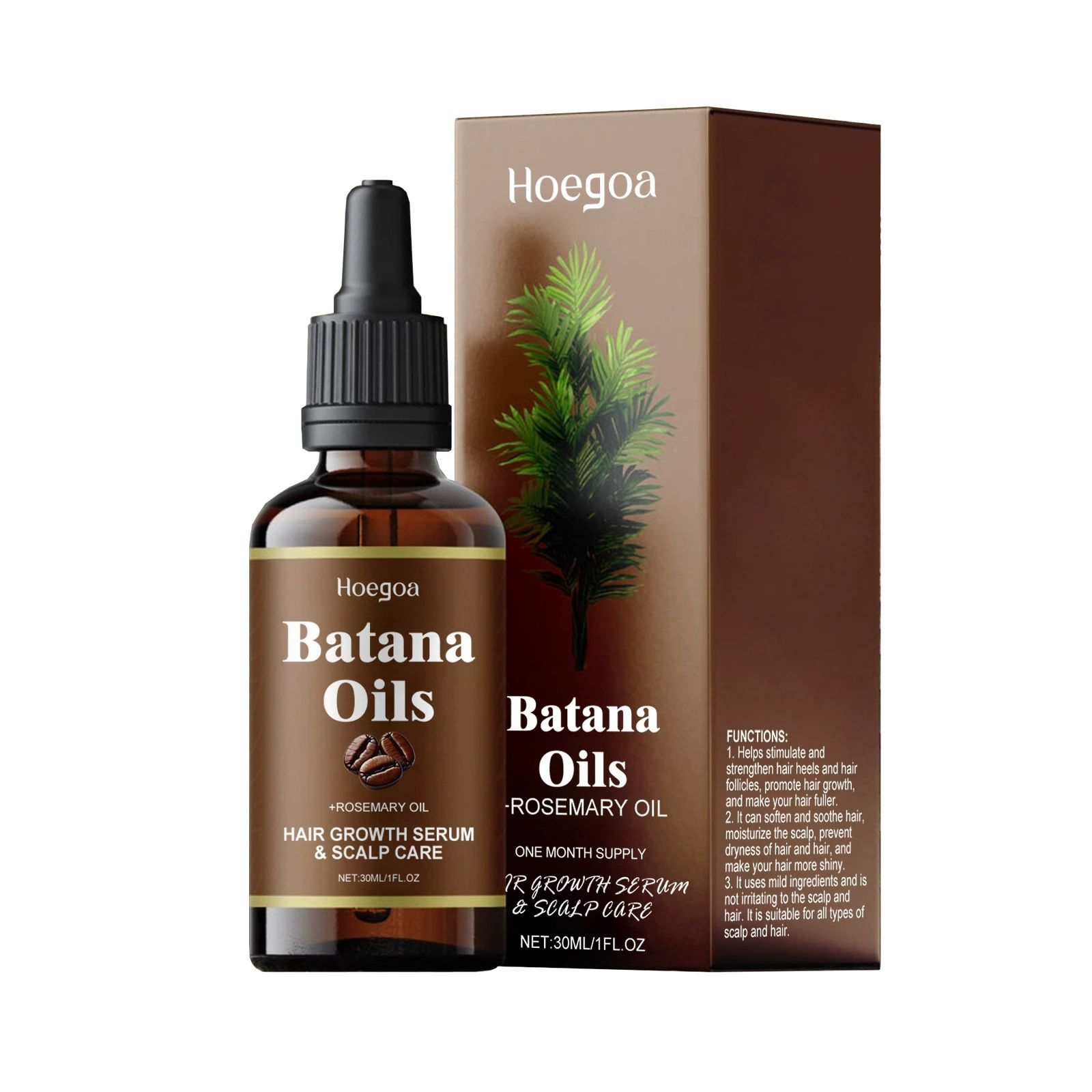 Batana Oil with Rosemary for Hair Growth,100% Organic Batana Oil from Honduras with Rosemary,Nourishes hair, for All Hair Types, 30ml / 1 Fl Oz (1pcs), Brown