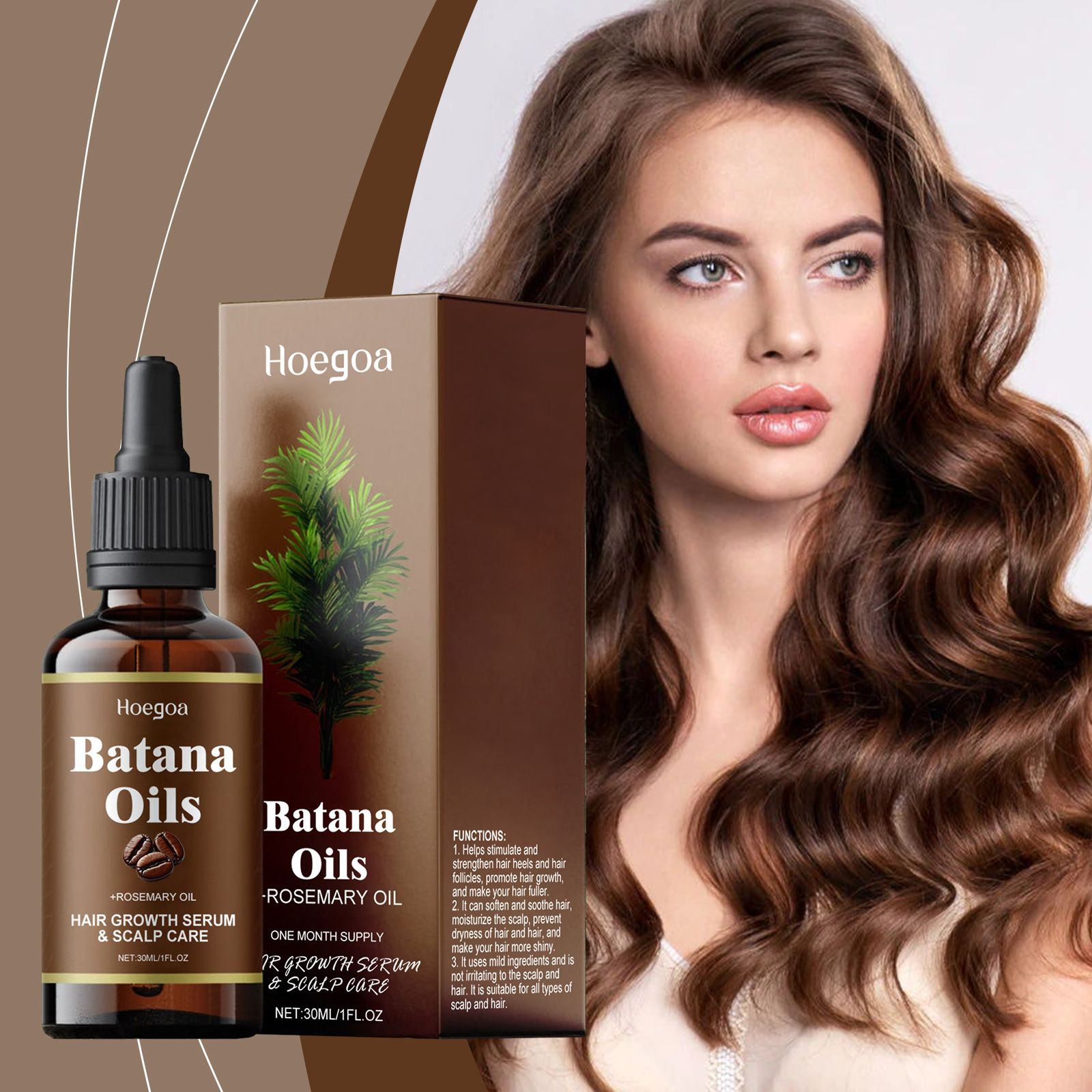 Batana Oil with Rosemary for Hair Growth,100% Organic Batana Oil from Honduras with Rosemary,Nourishes hair, for All Hair Types, 30ml / 1 Fl Oz (1pcs), Brown