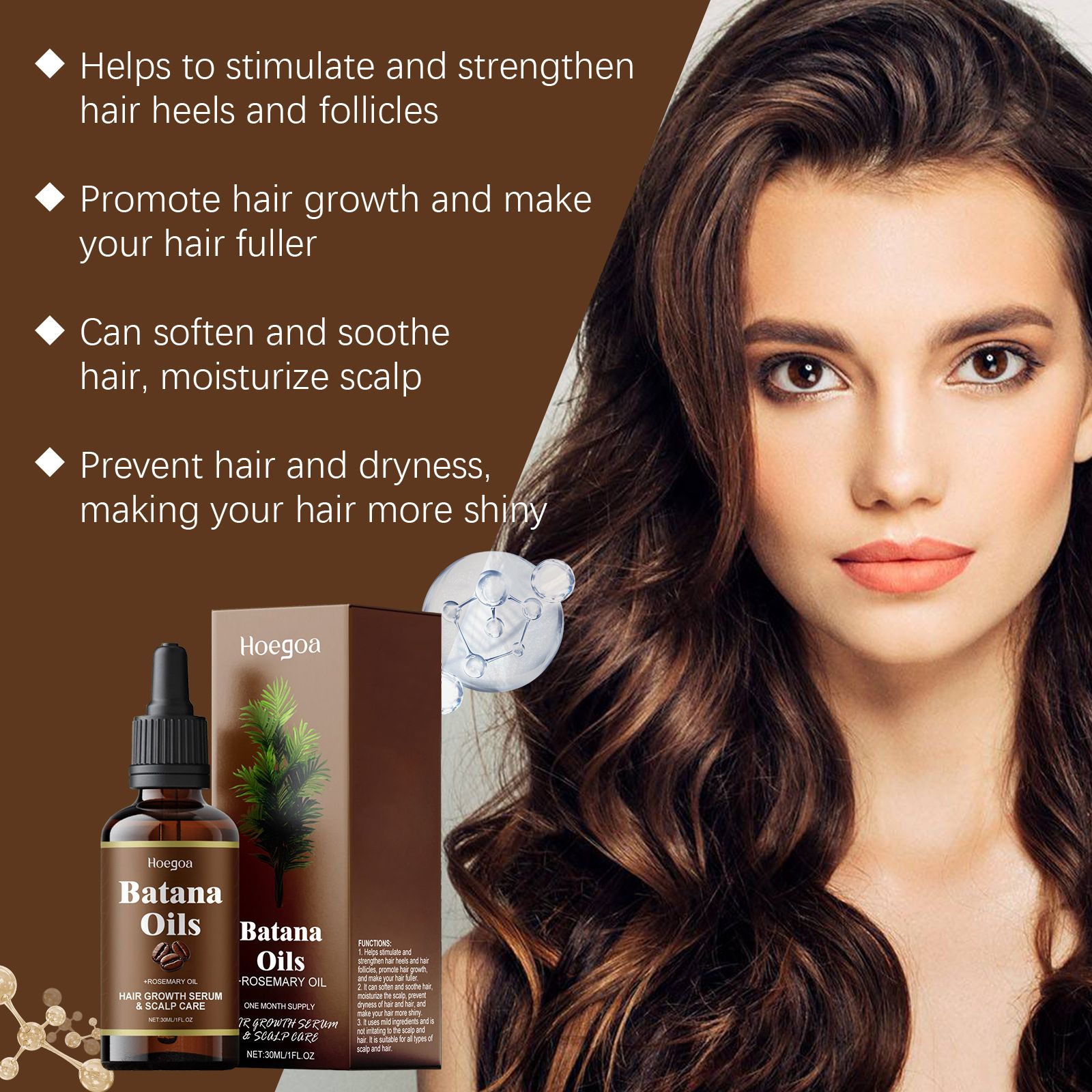Batana Oil with Rosemary for Hair Growth,100% Organic Batana Oil from Honduras with Rosemary,Nourishes hair, for All Hair Types, 30ml / 1 Fl Oz (1pcs), Brown