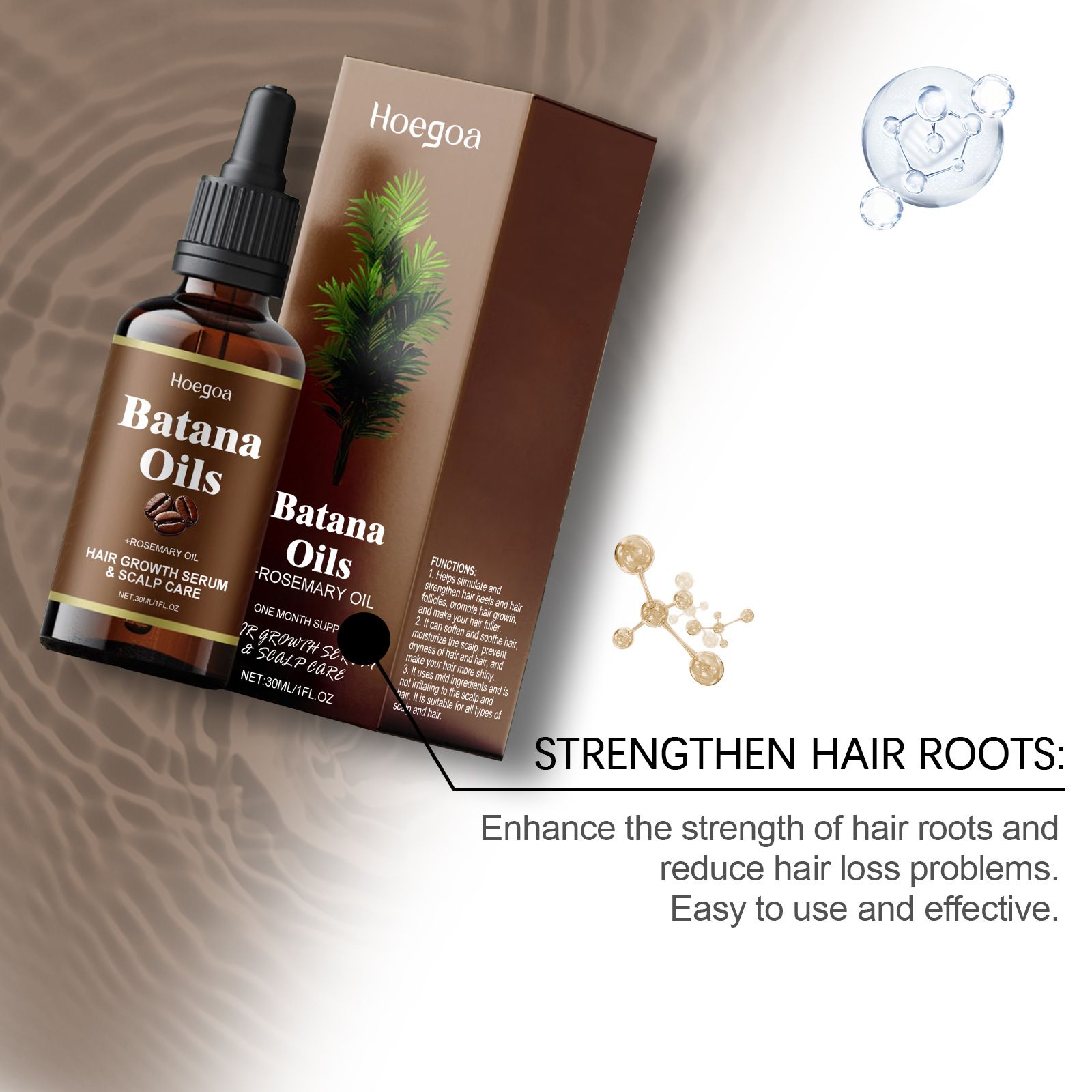 Batana Oil with Rosemary for Hair Growth,100% Organic Batana Oil from Honduras with Rosemary,Nourishes hair, for All Hair Types, 30ml / 1 Fl Oz (1pcs), Brown