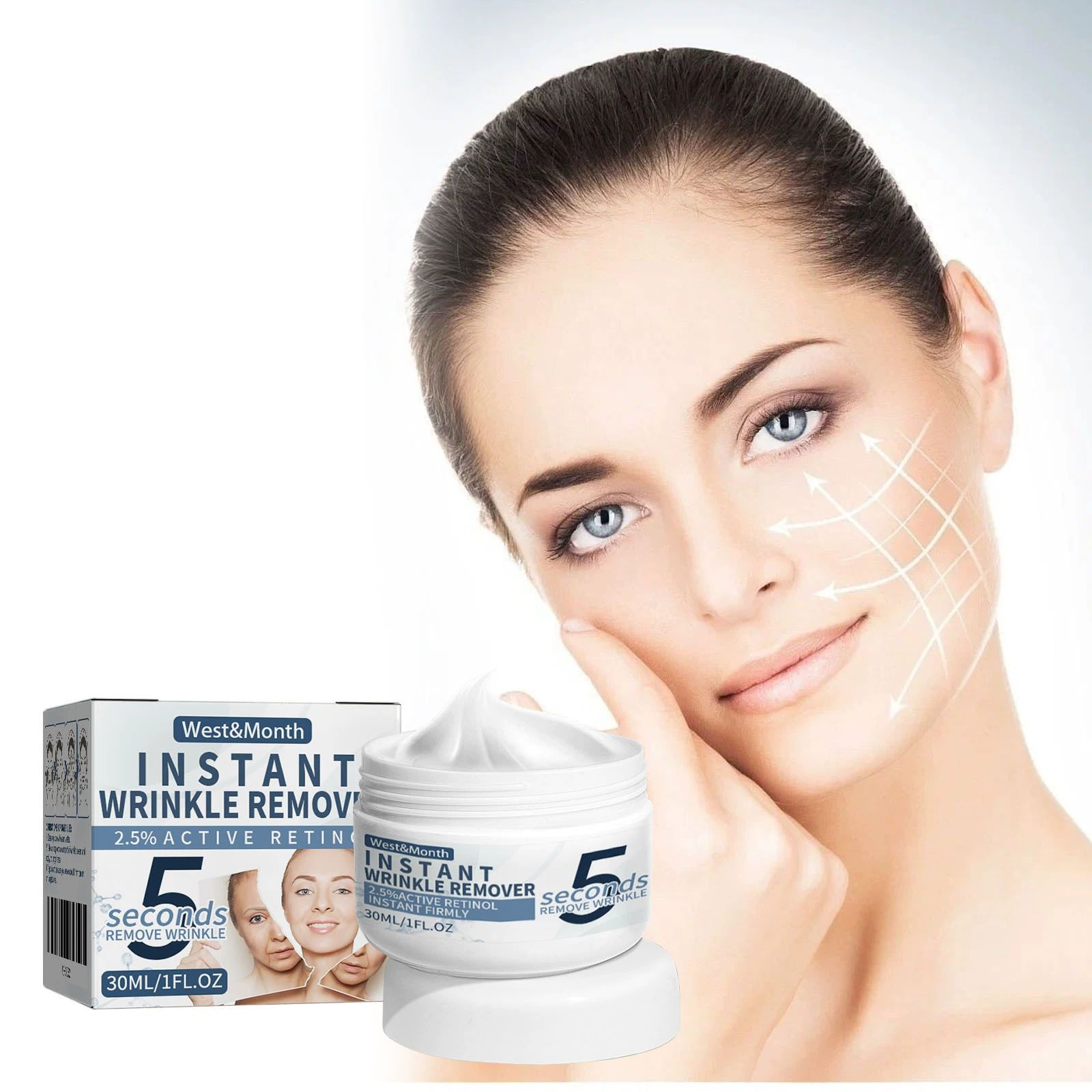 Anti-Aging Face Cream 5 Seconds Instant Retinol Anti-Wrinkle Cream 30g Wrinkle Removal Cream Skin Firming Lifting Moisturizing Facial Cream Remove Fine Line Skin Care,1Pack