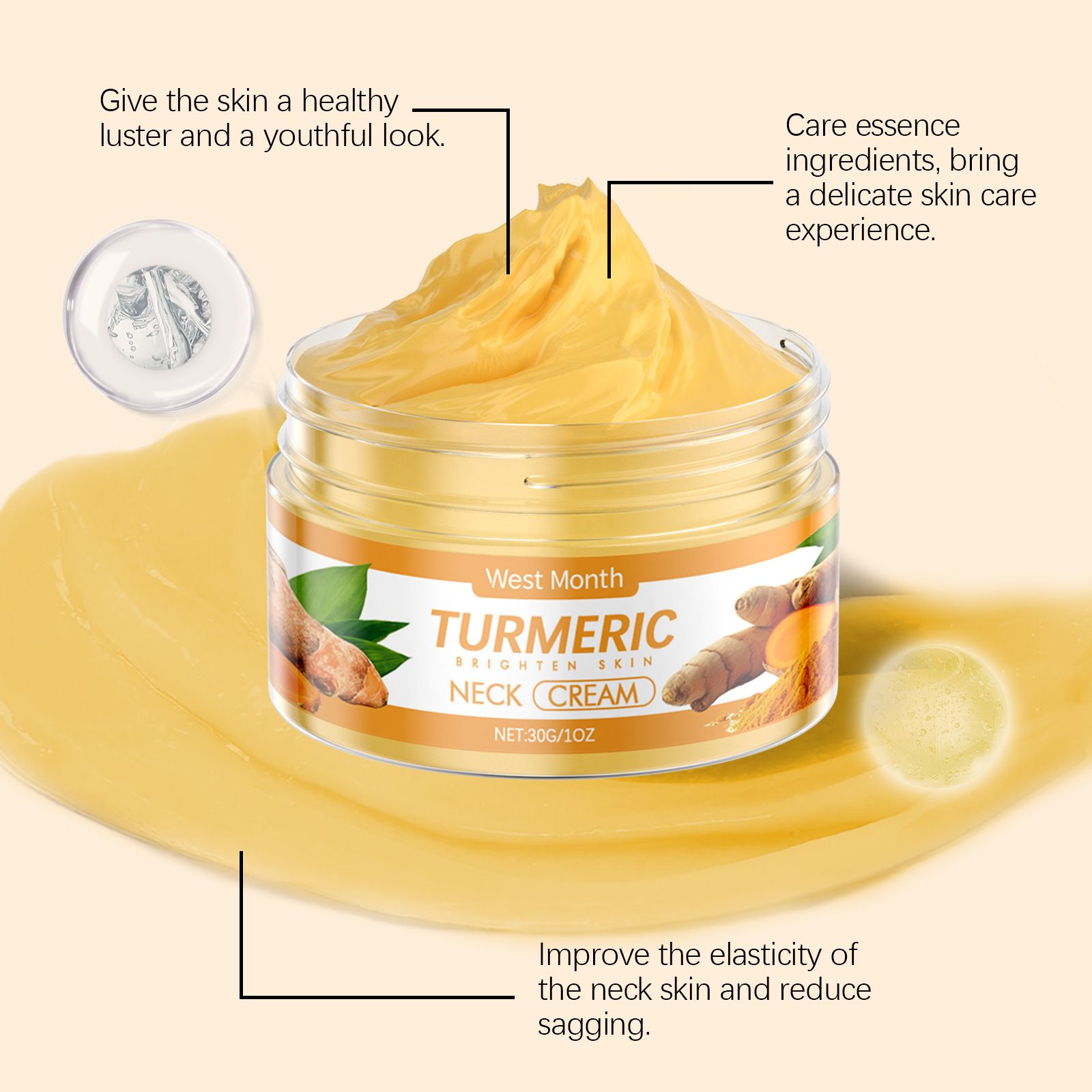 Turmeric Face Cream – All Natural Skin Brightening Lotion – Turmeric Whipped Body Butter for Dark Spots, Hyperpigmentation – Turmeric Skincare Cleanses, Fights Acne, Evens Tone, Scars, Sun Damage