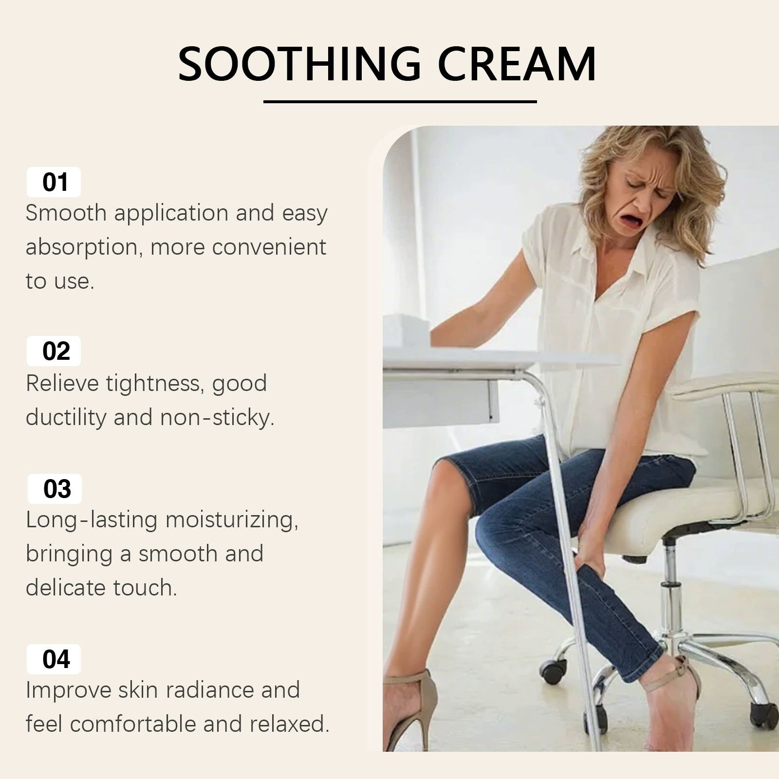 Soothing Leg Cream – Varicose & Spider Veins Relief, Cooling Gel for Leg Pressure & Discomfort, Natural Plant-Based Formula, 1 OZ, 1 Pack