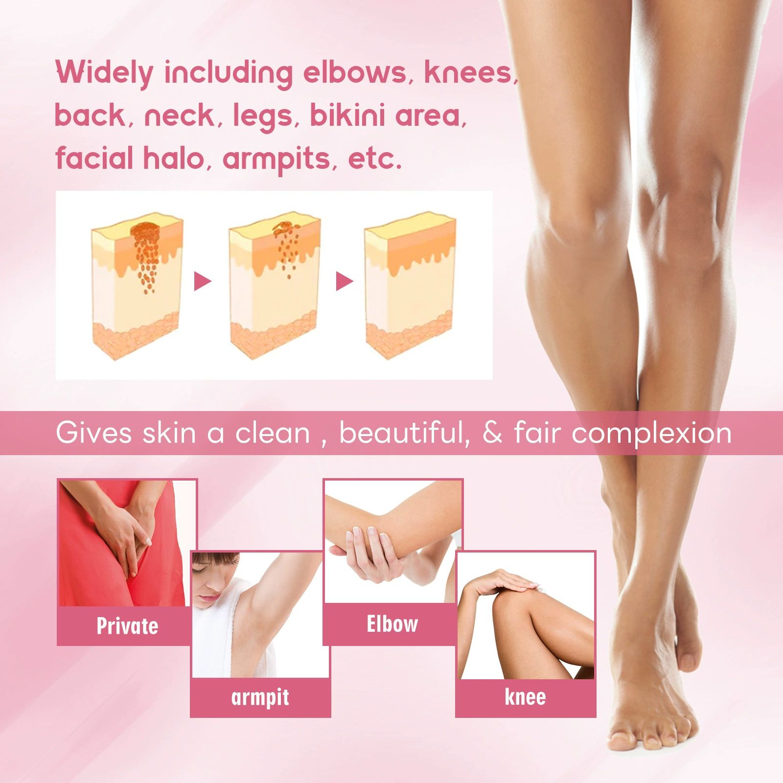 Skin Lightening Cream for Body, Underarm, Intimate Area, Bikini Area, Inner Thighs, Knees, Elbows, Bleach Skin Bleaching Face Whitening Cream