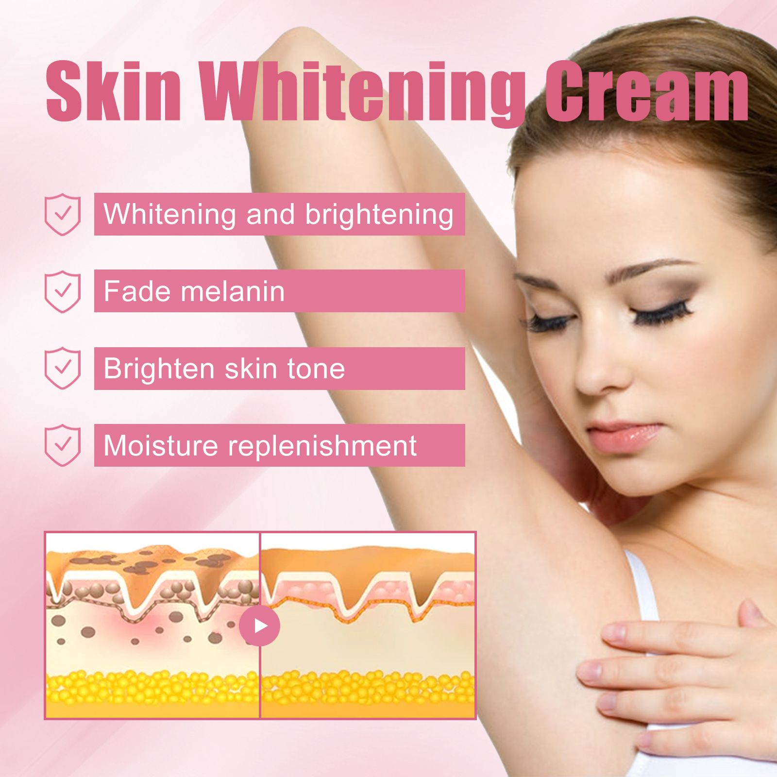 Skin Lightening Cream for Body, Underarm, Intimate Area, Bikini Area, Inner Thighs, Knees, Elbows, Bleach Skin Bleaching Face Whitening Cream