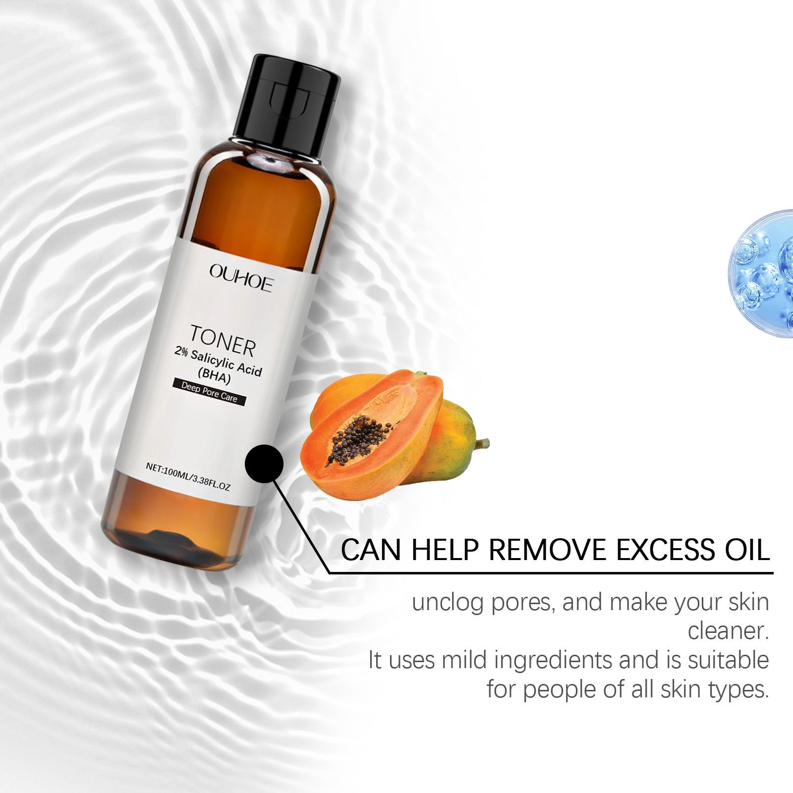 Salicylic Acid 7% Toning Solution, Gentle & Refreshed OUHOE Glycolic Sour 7% Toning,Salicylic Acid 7% Toning, Soothes and Hydrates The Skin, Exfoliating Serum for Face, Astringe Pores (1pc)