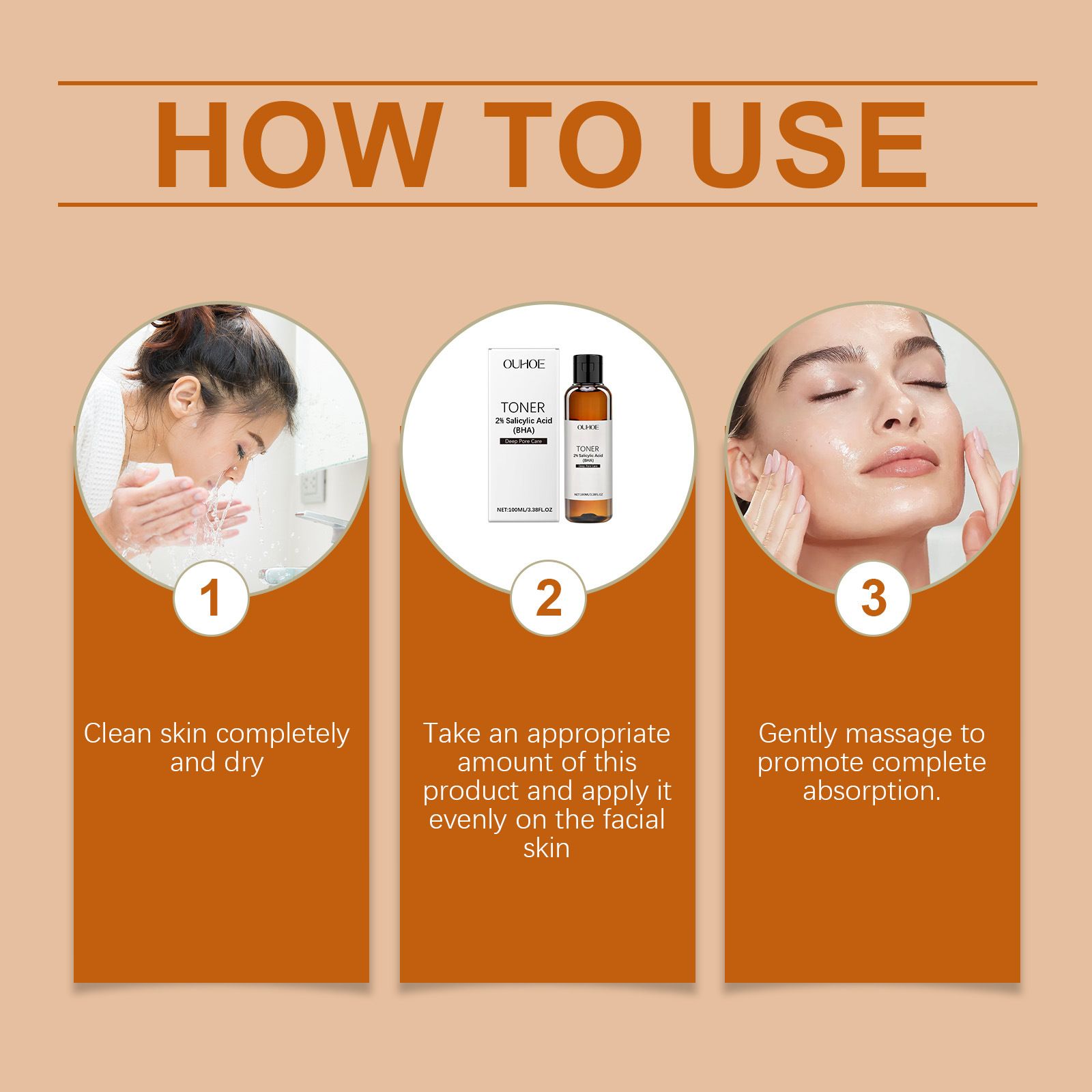 Salicylic Acid 7% Toning Solution, Gentle & Refreshed OUHOE Glycolic Sour 7% Toning,Salicylic Acid 7% Toning, Soothes and Hydrates The Skin, Exfoliating Serum for Face, Astringe Pores (1pc)