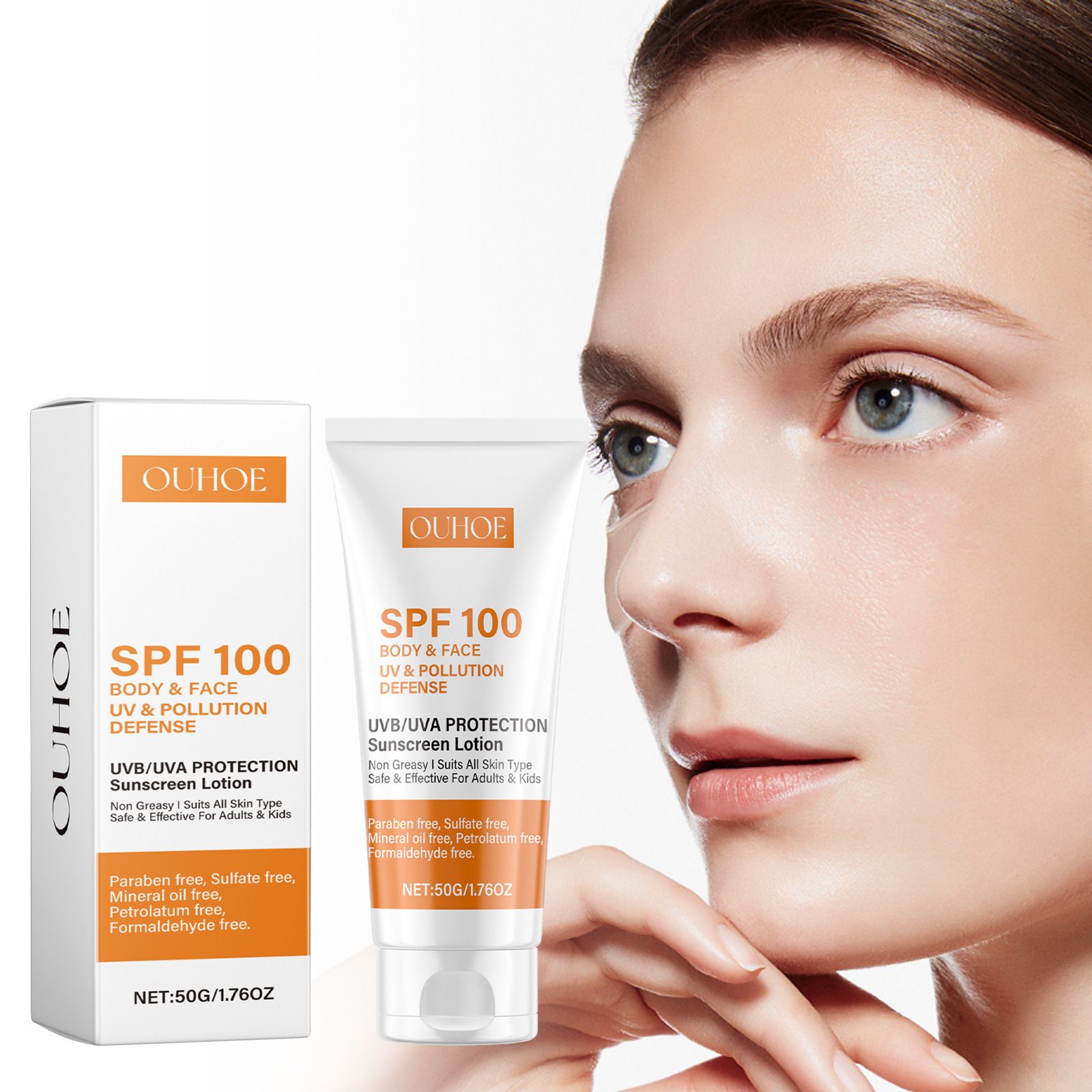 Spf 100 Face Sunscreen Moisturizer - Travel Size Sunblock - Oil Free Facial Sun Screen - Sun Screen Protector for Face & Body - Non-Greasy,No White Cast Waterproof Sunscreen Lotion -Dry Oily Skincare