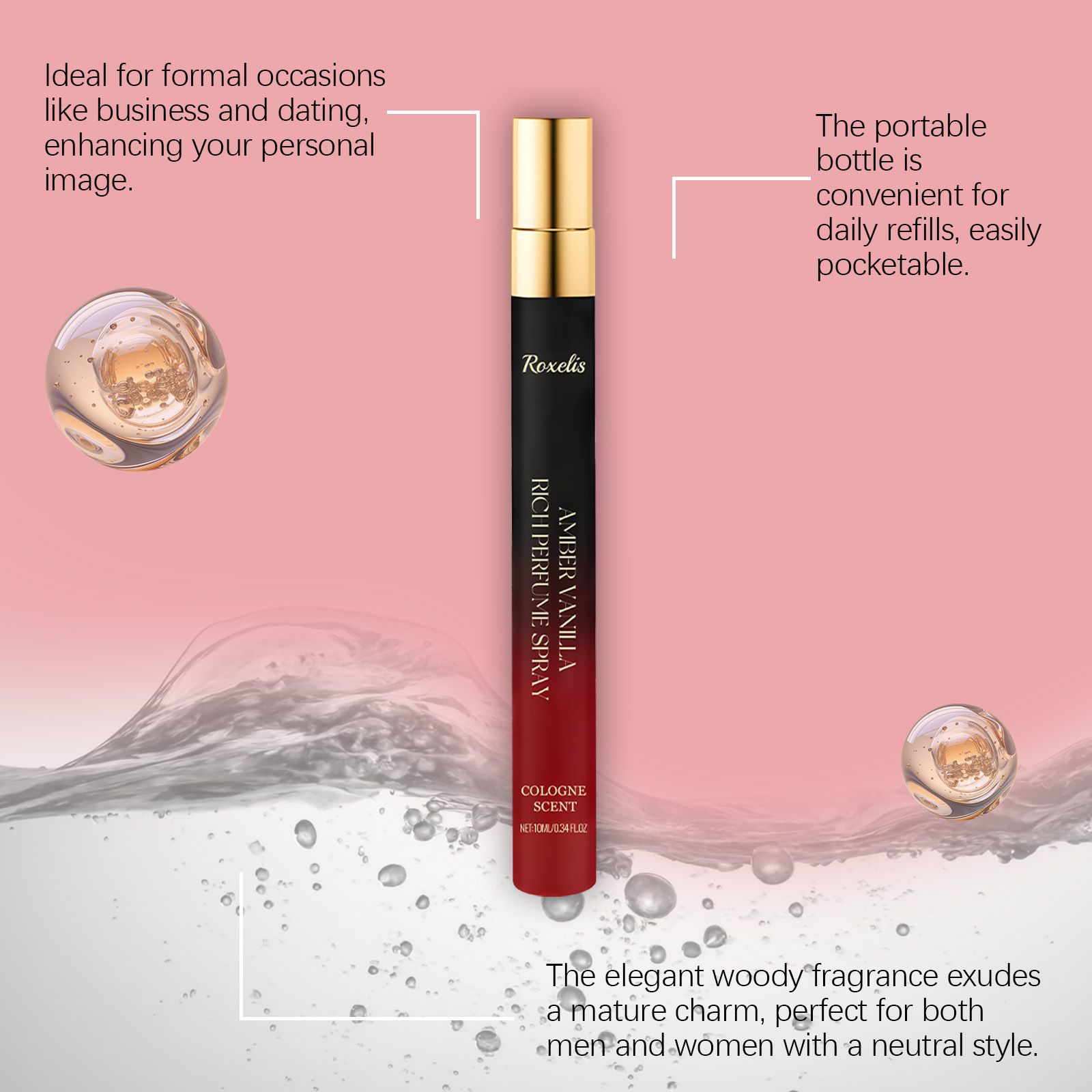 Pheromones Perfumes for Women and Men - Velvet Opium Long Lasting Eau De Parfum Cologne, Amber Vanilla Perfume 10ml Enhanced Scents Travel Size Perfume Spray