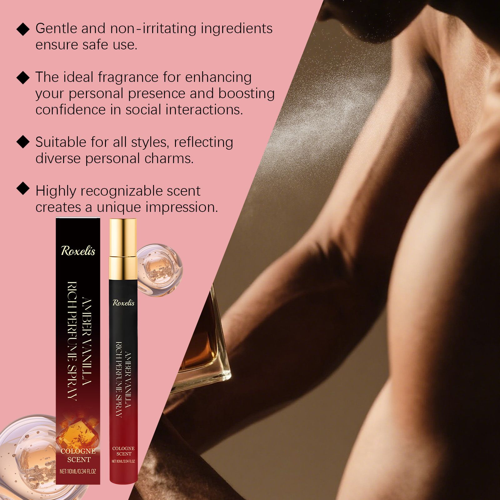 Pheromones Perfumes for Women and Men - Velvet Opium Long Lasting Eau De Parfum Cologne, Amber Vanilla Perfume 10ml Enhanced Scents Travel Size Perfume Spray