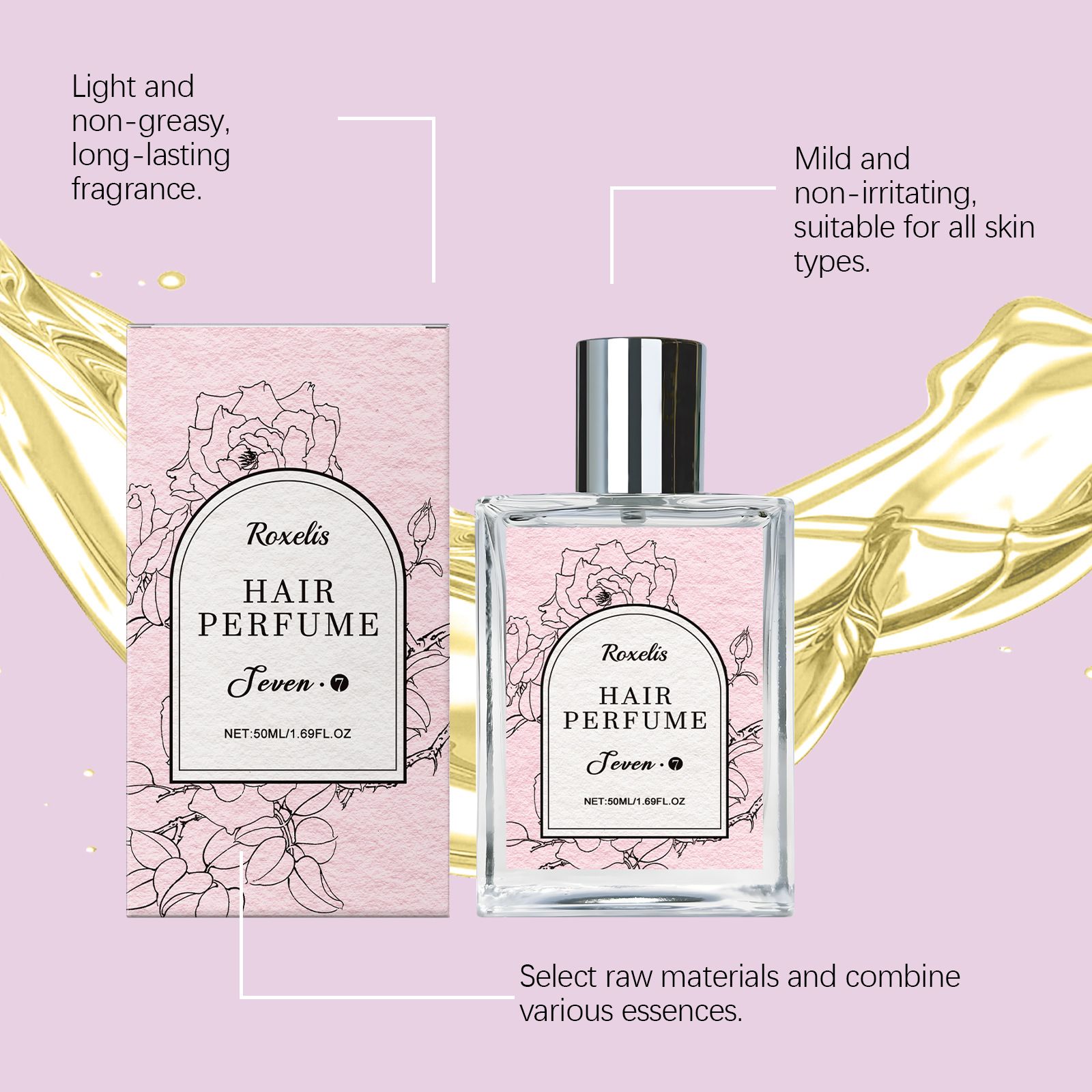 Hair Perfume Mist – 50ml Floral Rose Fragrance，Pheromone Perfume Collection, Pheromone Perfume, Perfume for Women, Roller Ball, Enhanced Essence Phero Perfume Flavor