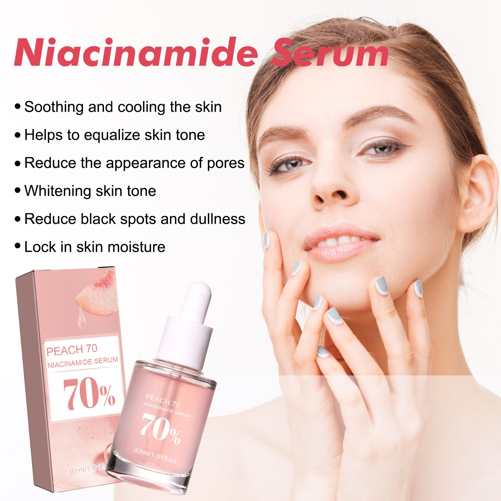 Peach 70 Percent Niacinamide Serum, Dark Spot Correcting Serum for Face Hydrating, Facial Serum for Oily Skin, Daily Clean