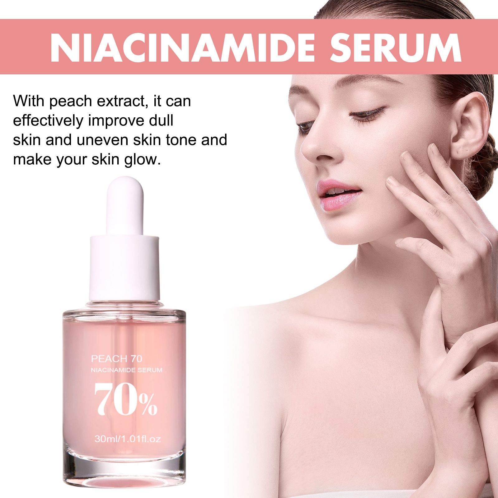 Peach 70 Percent Niacinamide Serum, Dark Spot Correcting Serum for Face Hydrating, Facial Serum for Oily Skin, Daily Clean