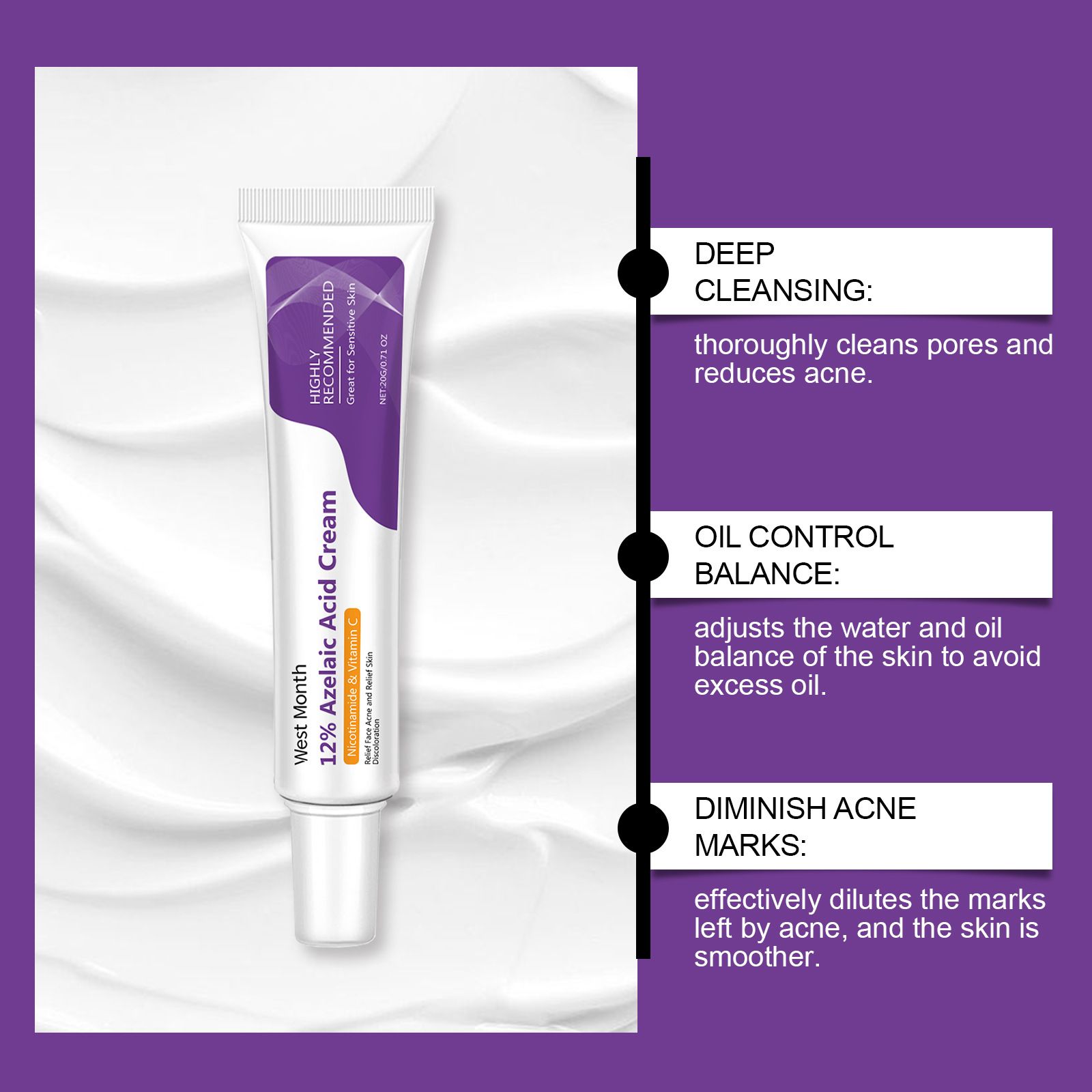 Azelaic Acid Repair Cream - Gentle Facial Moisturizer For Skin Nourishment, Helps Support Skin Barrier, Lightweight Texture​(3PCs)