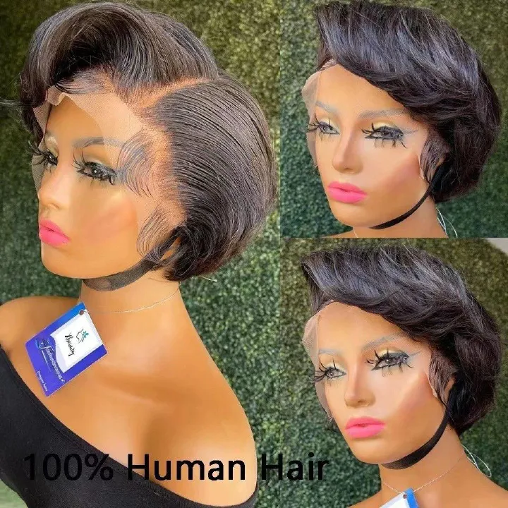 Cut Wigs for Black Women , 6 Inch Straight Bob Wig 13x4 Side Part Transparent HD Short Lace Front Wig  Women Pre Made Natural Hairline (Straight, 1B#)