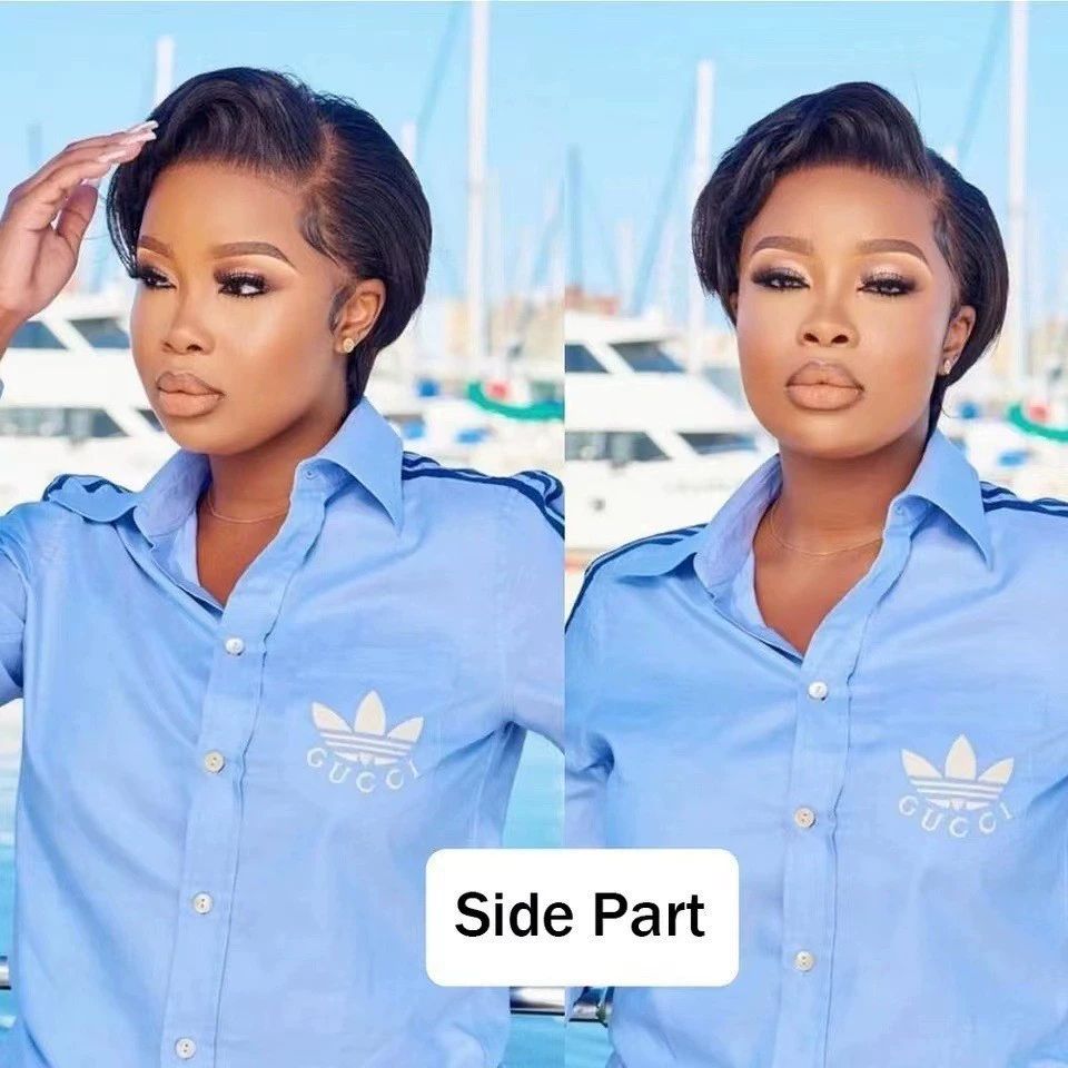 Cut Wigs for Black Women , 6 Inch Straight Bob Wig 13x4 Side Part Transparent HD Short Lace Front Wig  Women Pre Made Natural Hairline (Straight, 1B#)