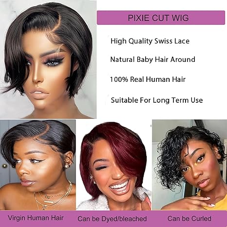 Cut Wigs for Black Women , 6 Inch Straight Bob Wig 13x4 Side Part Transparent HD Short Lace Front Wig  Women Pre Made Natural Hairline (Straight, 1B#)