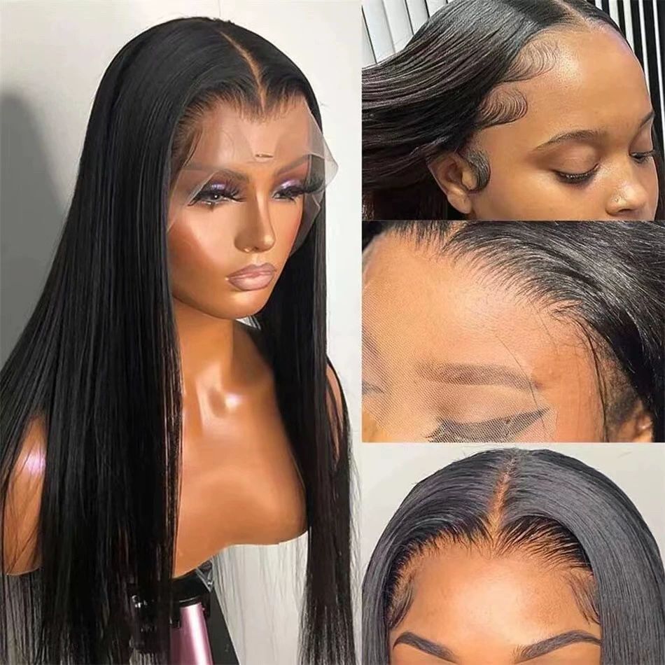 Full 13x6 Lace Frontal Wigs 200% Density Straight 13x6 HD Transparent Lace Frontal Wig Women Pre Made 15A  Wigs for Women 28 Inch