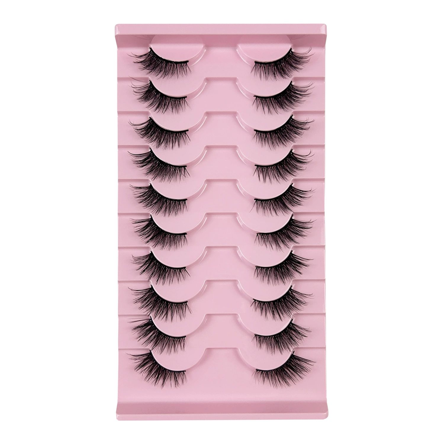 Half Lashes Natural Look Wispy Cat Eye Lashes 13 mm Clear Band Accent Short False Eyelashes that Look Like Extensions 10 Pairs