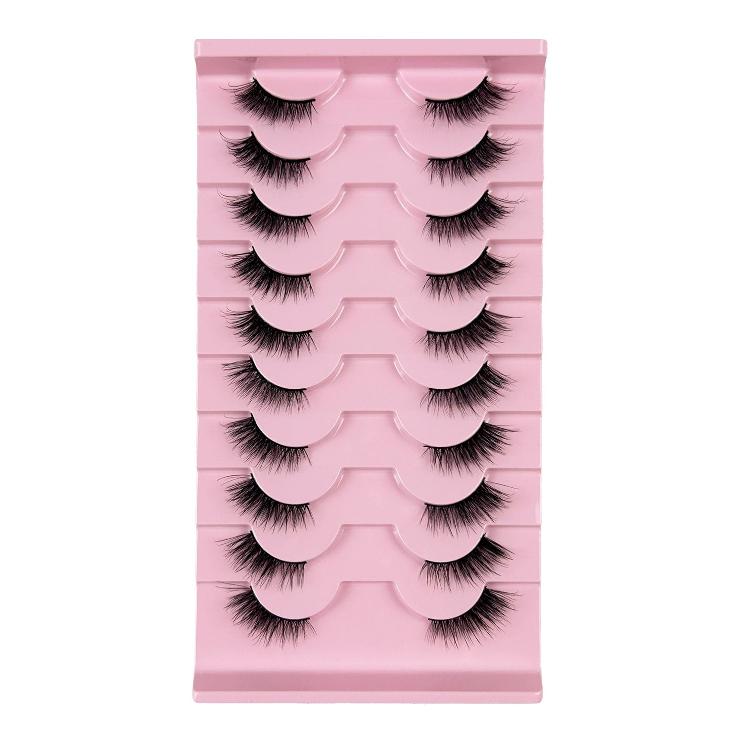 Half Lashes Natural Look Wispy Cat Eye Lashes 13 mm Clear Band Accent Short False Eyelashes that Look Like Extensions 10 Pairs