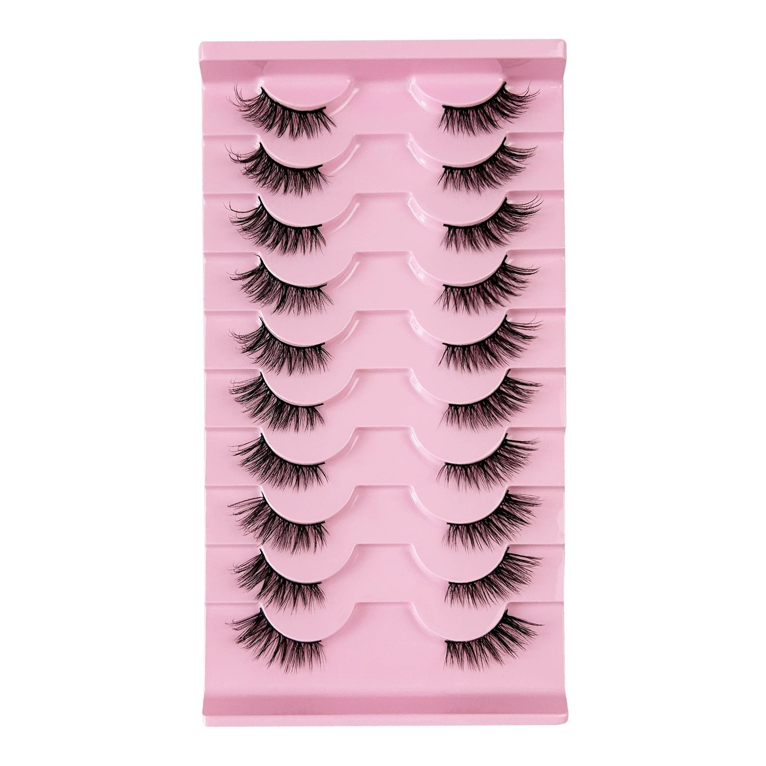 Half Lashes Natural Look Wispy Cat Eye Lashes 13 mm Clear Band Accent Short False Eyelashes that Look Like Extensions 10 Pairs