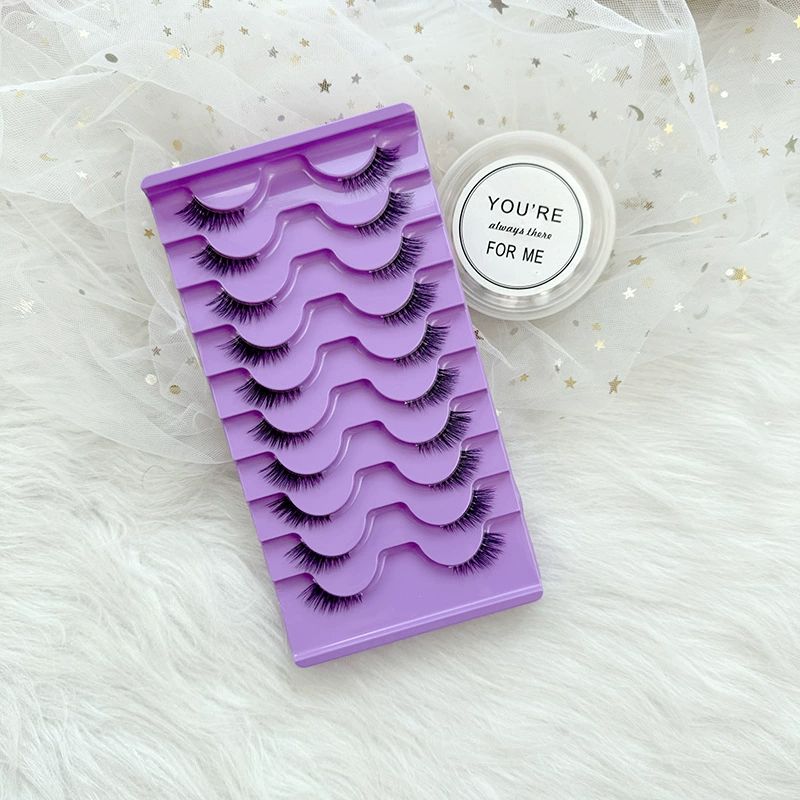 Half Lashes Natural Look Wispy False Eyelashes 15MM 3D Fluffy Faux Mink Lashes Wispy Cat Eye Lashes Look Like Extensions Curly Soft Fake Lashes 10 Pairs