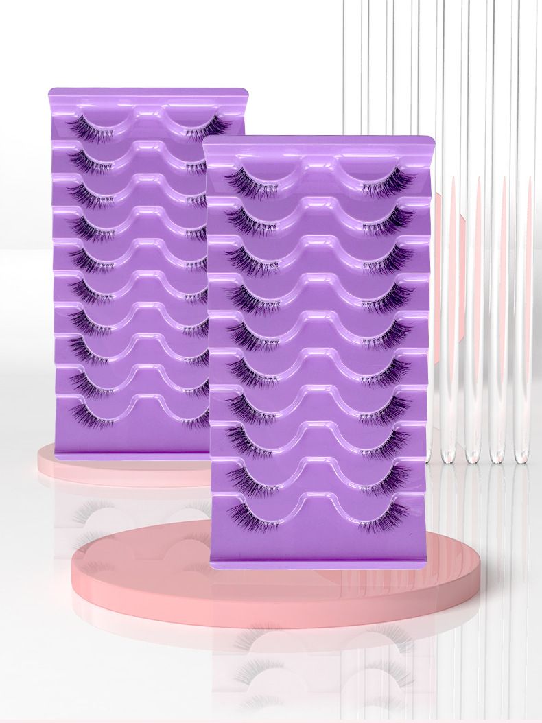 Half Lashes Natural Look Wispy False Eyelashes 15MM 3D Fluffy Faux Mink Lashes Wispy Cat Eye Lashes Look Like Extensions Curly Soft Fake Lashes 10 Pairs