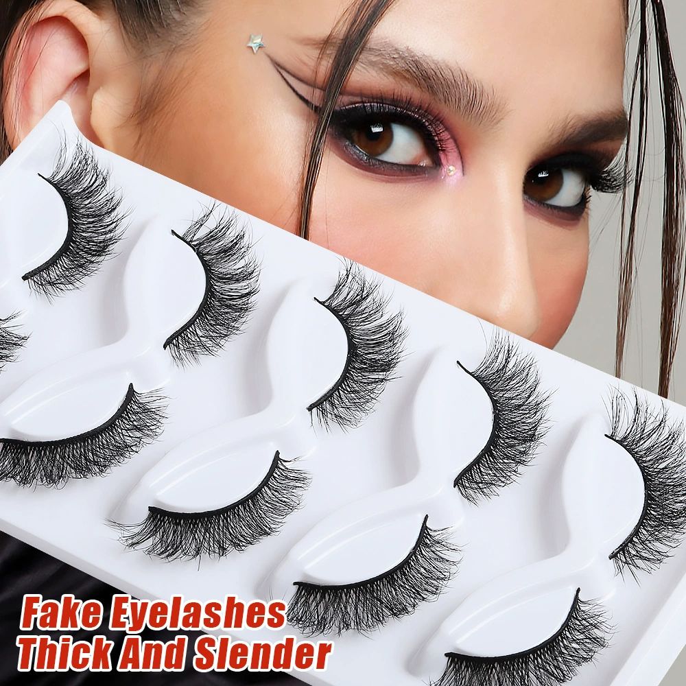 False Eyelashes Mink Lashes Fluffy Dramatic 20mm Long Faux Mink Eyelashes D Curl Wispy Fake Lashes Pack Look Like Extension