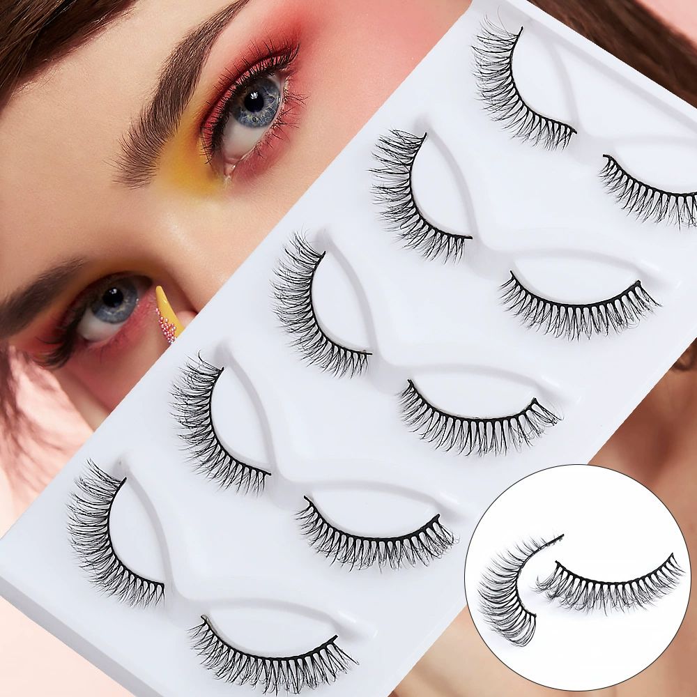 False Eyelashes Mink Lashes Fluffy Dramatic 20mm Long Faux Mink Eyelashes D Curl Wispy Fake Lashes Pack Look Like Extension