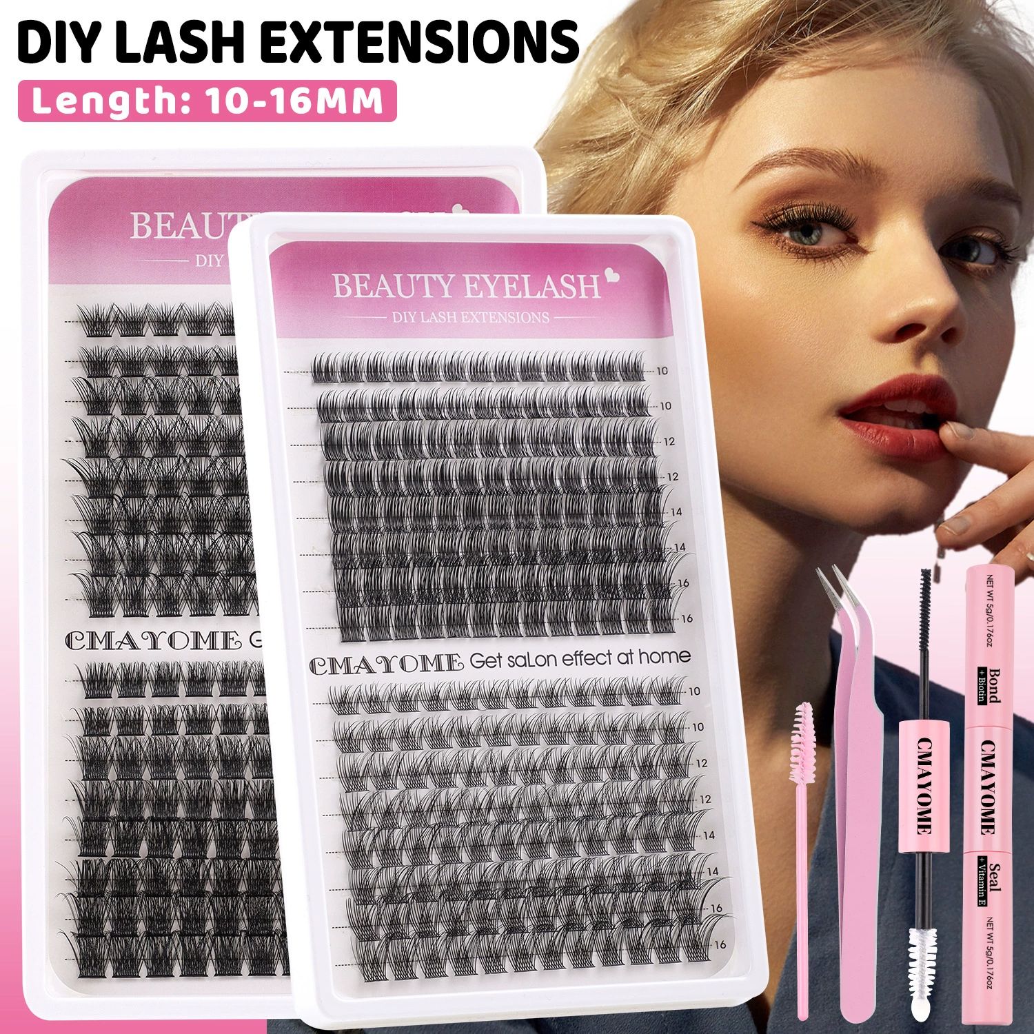 Lash Clusters Kit with Bottom Lashes Extension 120D Thick Volume Cluster Lashes Waterproof Cluster Eyelash Extensions Kit D Curl Eyelash Extension Kit Fluffy 10-18 mm Individual Lashes