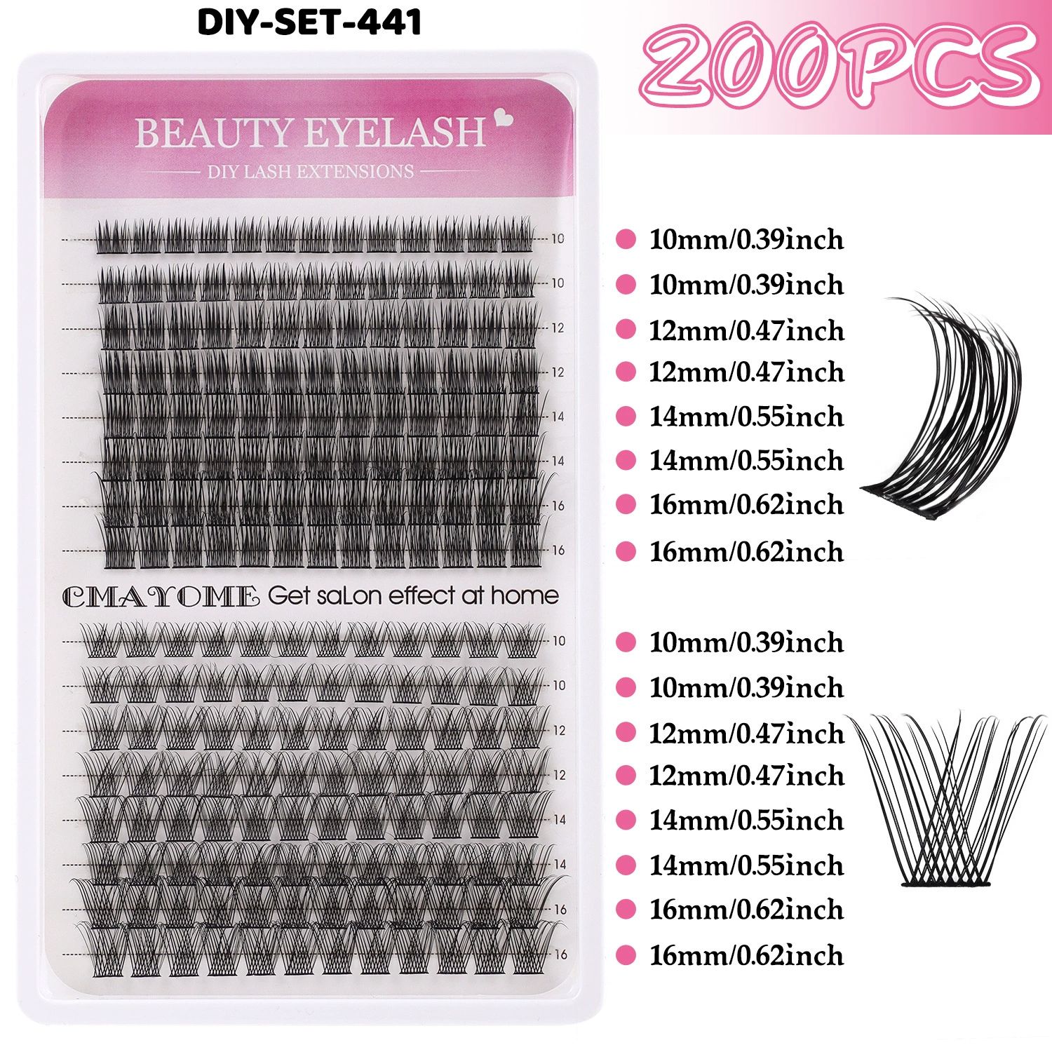 Lash Clusters Kit with Bottom Lashes Extension 120D Thick Volume Cluster Lashes Waterproof Cluster Eyelash Extensions Kit D Curl Eyelash Extension Kit Fluffy 10-18 mm Individual Lashes view 5