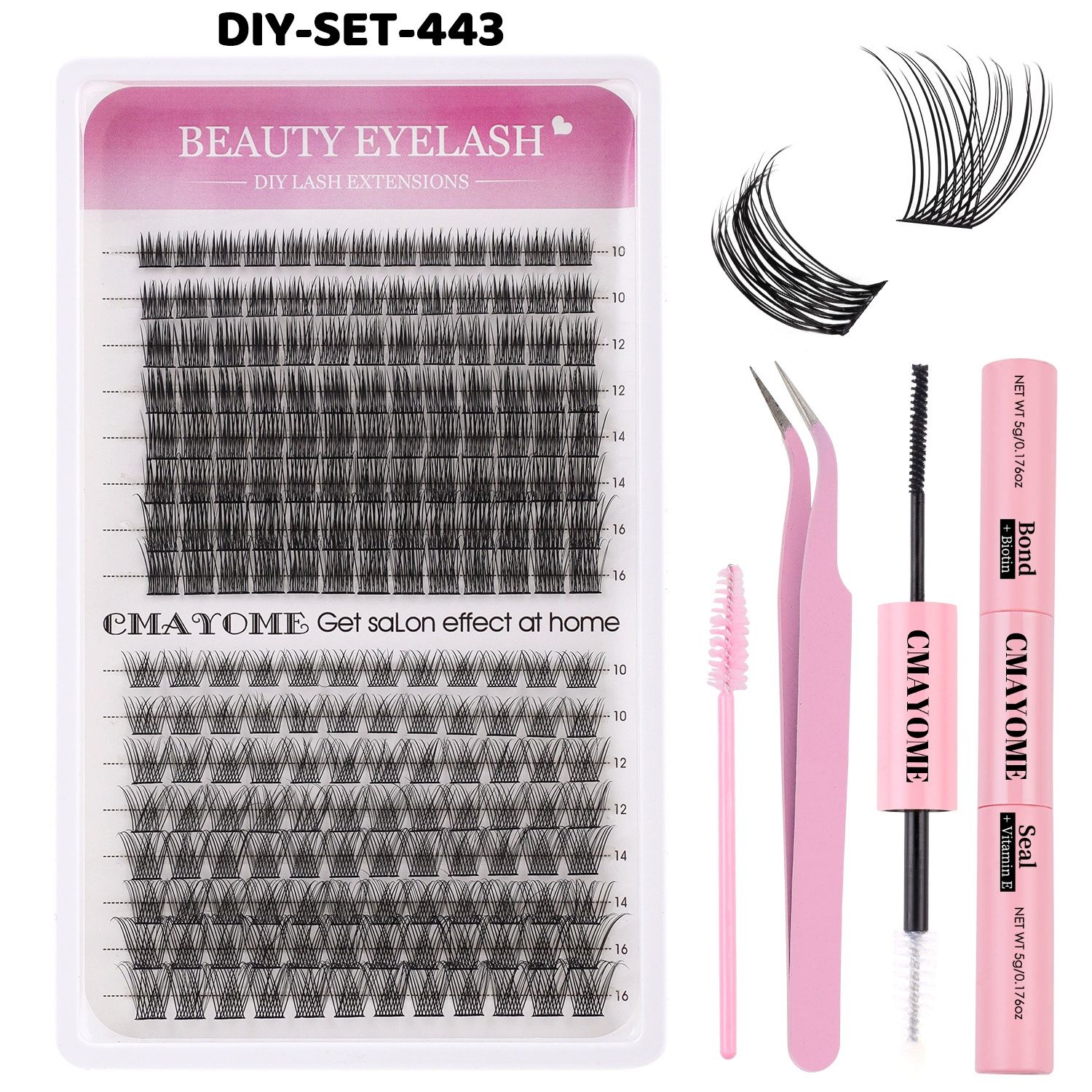 Lash Clusters Kit with Bottom Lashes Extension 120D Thick Volume Cluster Lashes Waterproof Cluster Eyelash Extensions Kit D Curl Eyelash Extension Kit Fluffy 10-18 mm Individual Lashes view 7