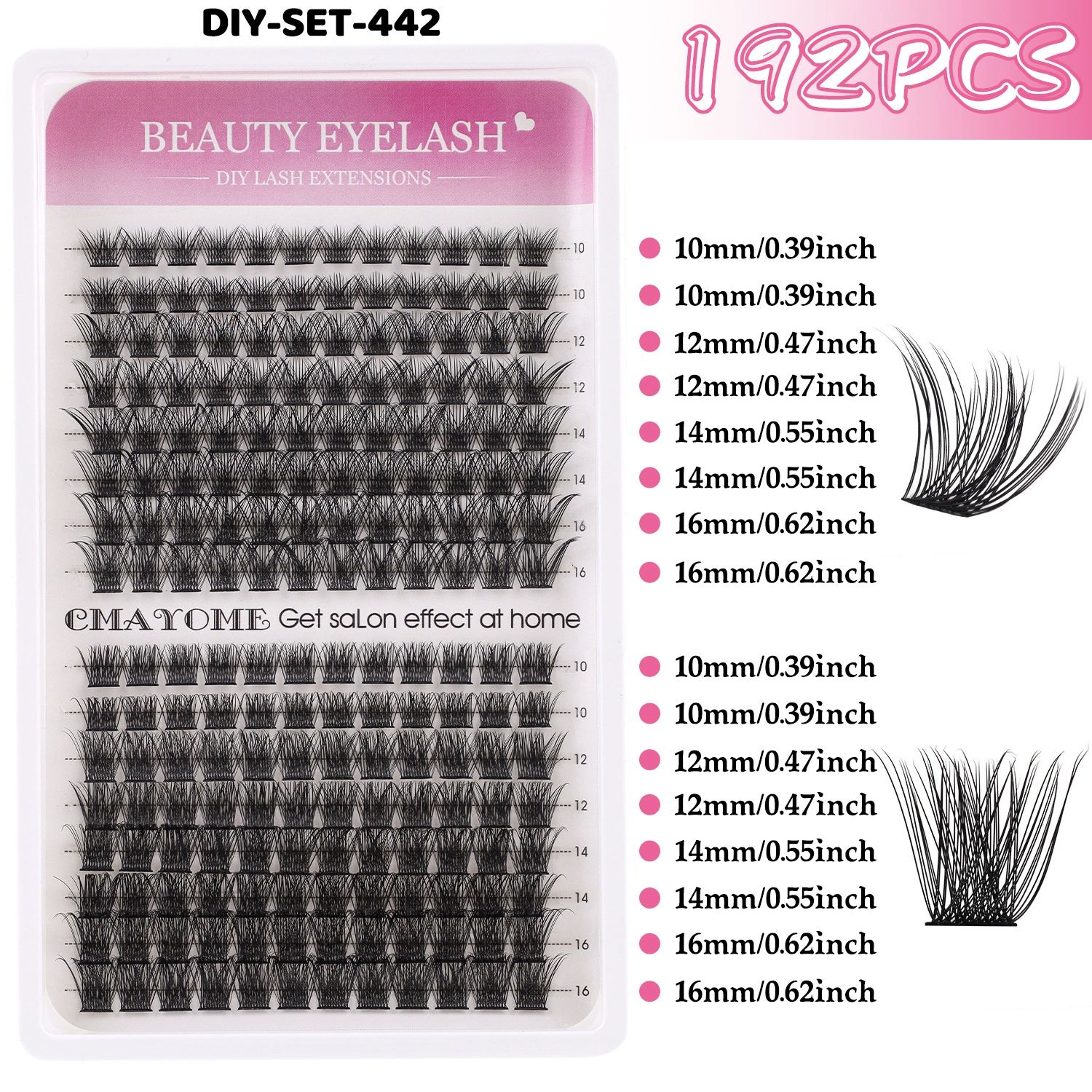 Lash Clusters Kit with Bottom Lashes Extension 120D Thick Volume Cluster Lashes Waterproof Cluster Eyelash Extensions Kit D Curl Eyelash Extension Kit Fluffy 10-18 mm Individual Lashes view 6