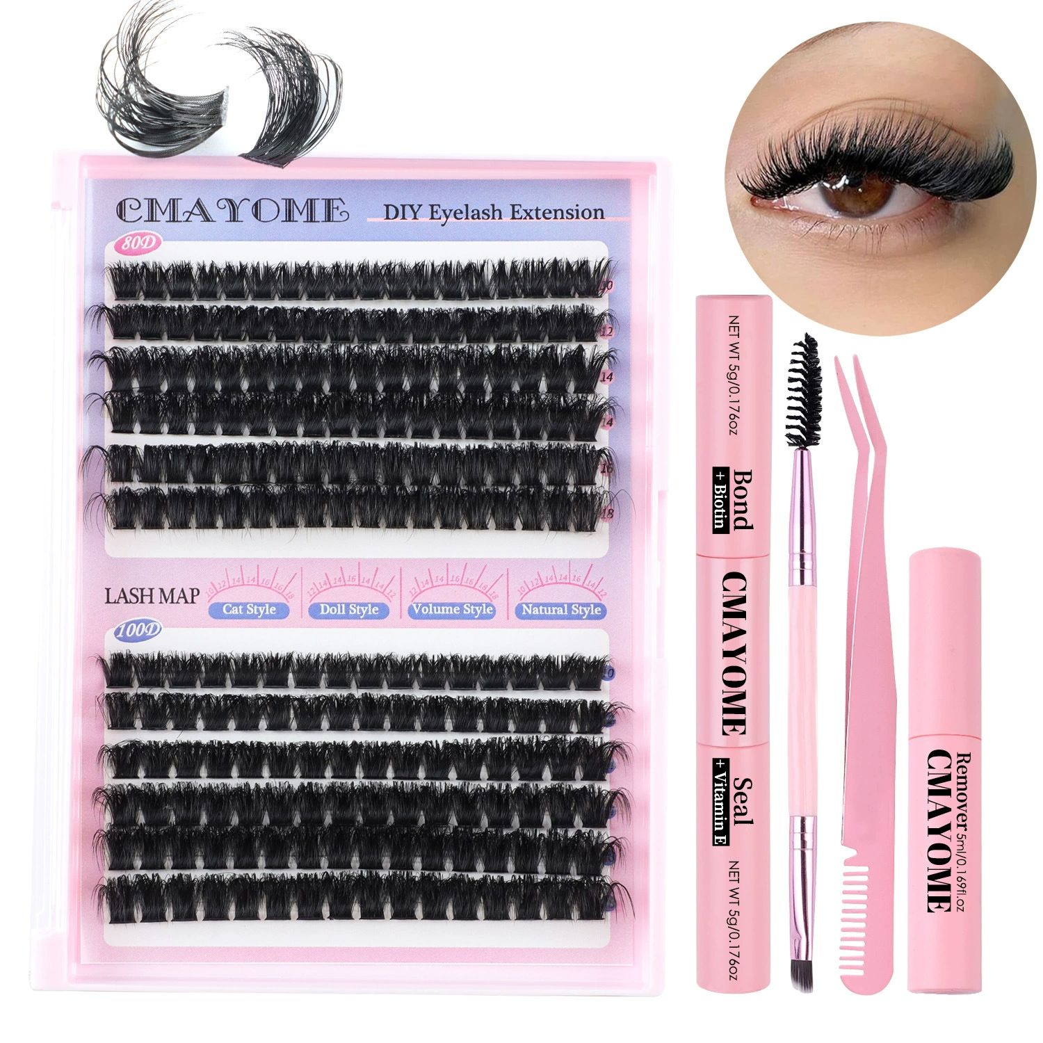 Eyelash Clusters Fluffy Cluster Eyelash Extensions 14-20mm Wispy Lash Clusters 100D+150D+200D Mixed Volume Individual Lashes 240pcs Cluster Lash DIY Lash Extension by Self