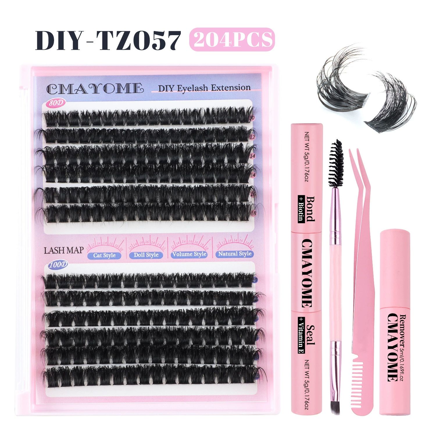 Eyelash Clusters Fluffy Cluster Eyelash Extensions 14-20mm Wispy Lash Clusters 100D+150D+200D Mixed Volume Individual Lashes 240pcs Cluster Lash DIY Lash Extension by Self