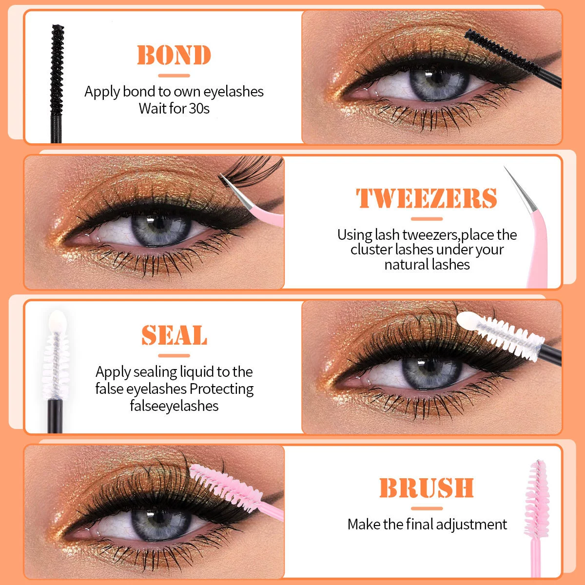Lash Extension Kit Manga Lash Clusters Kit Wispy Eyelash Clusters with Bottom Lashes Anime Individual Lashes 12-20mm 100D Volume Eyelash Extension Kit Bond, Seal and Tweezers