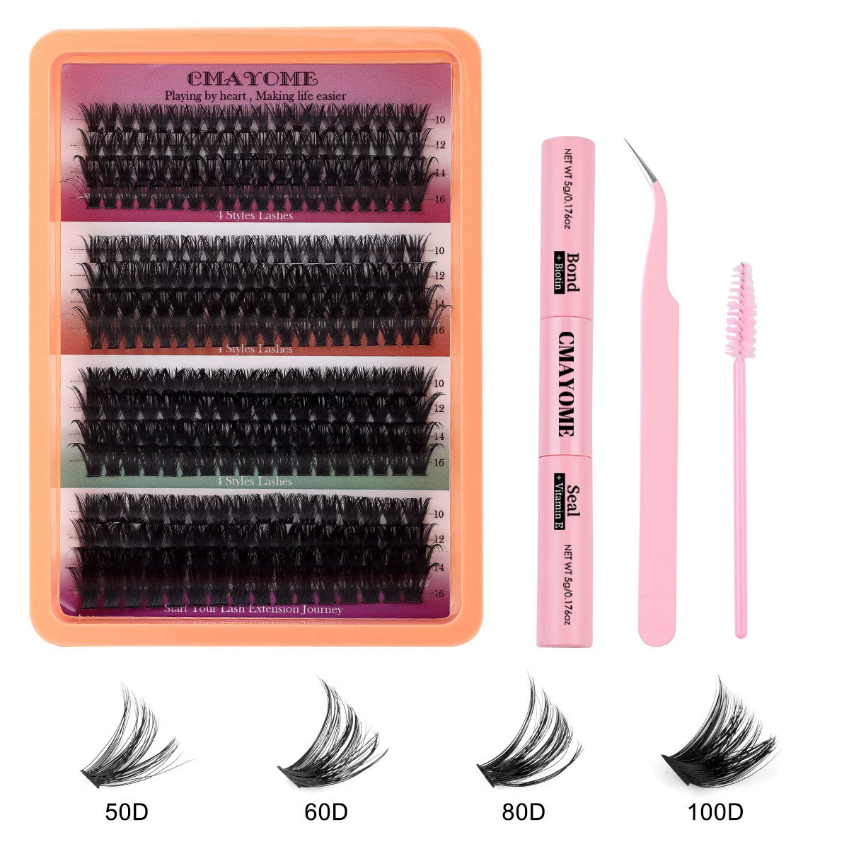 Lash Extension Kit Manga Lash Clusters Kit Wispy Eyelash Clusters with Bottom Lashes Anime Individual Lashes 12-20mm 100D Volume Eyelash Extension Kit Bond, Seal and Tweezers