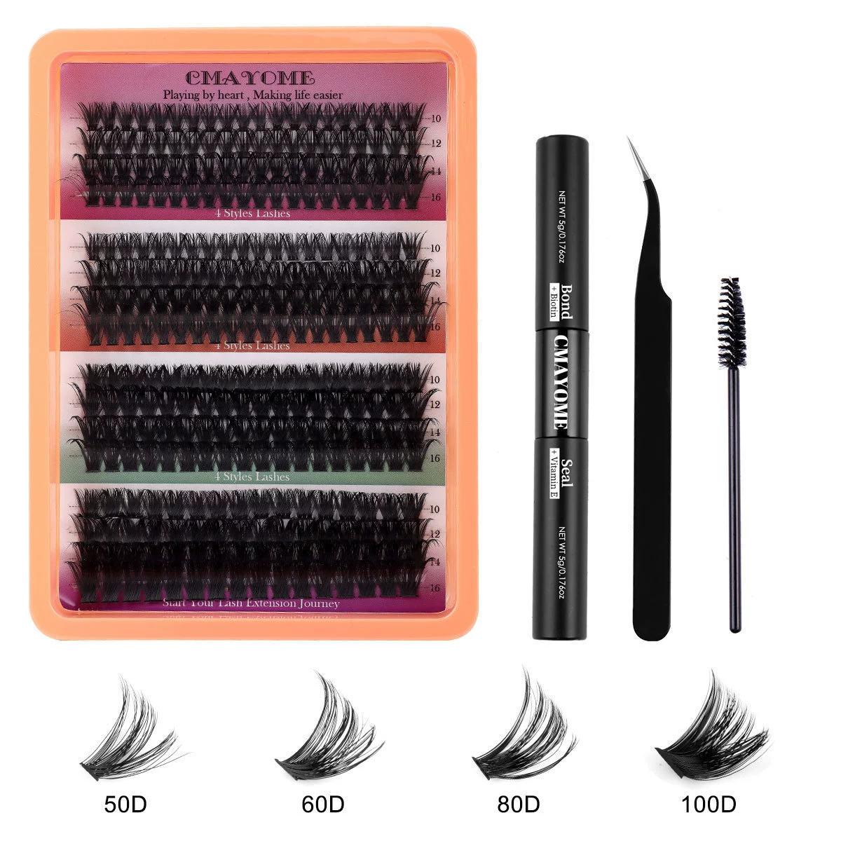 Lash Extension Kit Manga Lash Clusters Kit Wispy Eyelash Clusters with Bottom Lashes Anime Individual Lashes 12-20mm 100D Volume Eyelash Extension Kit Bond, Seal and Tweezers