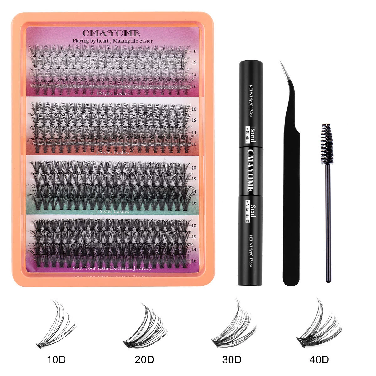 Lash Extension Kit Manga Lash Clusters Kit Wispy Eyelash Clusters with Bottom Lashes Anime Individual Lashes 12-20mm 100D Volume Eyelash Extension Kit Bond, Seal and Tweezers
