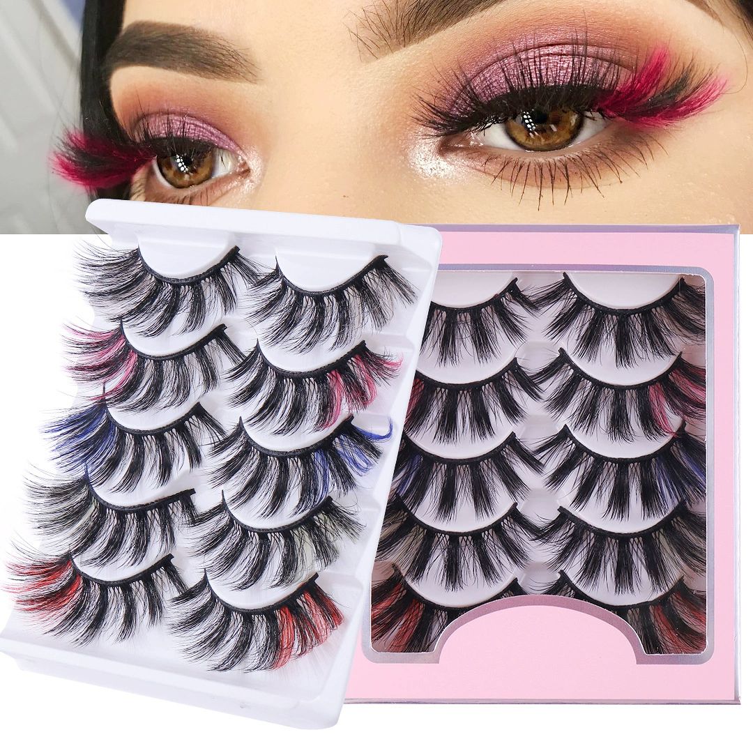 Lashes Pack 5 Pairs Fluffy Faux Mink Eyelashes Soft Handmade False Eye Lashes for Dramatic Makeup